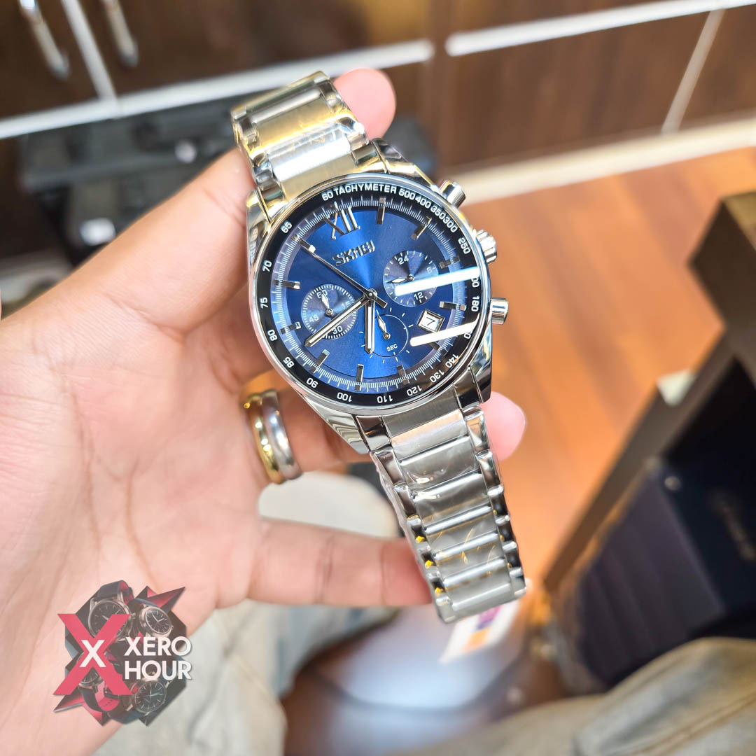 SKMEI 9096 Men’s Fashion Japan Movt Quartz Watch| Single Tone Blue Dial_img_3