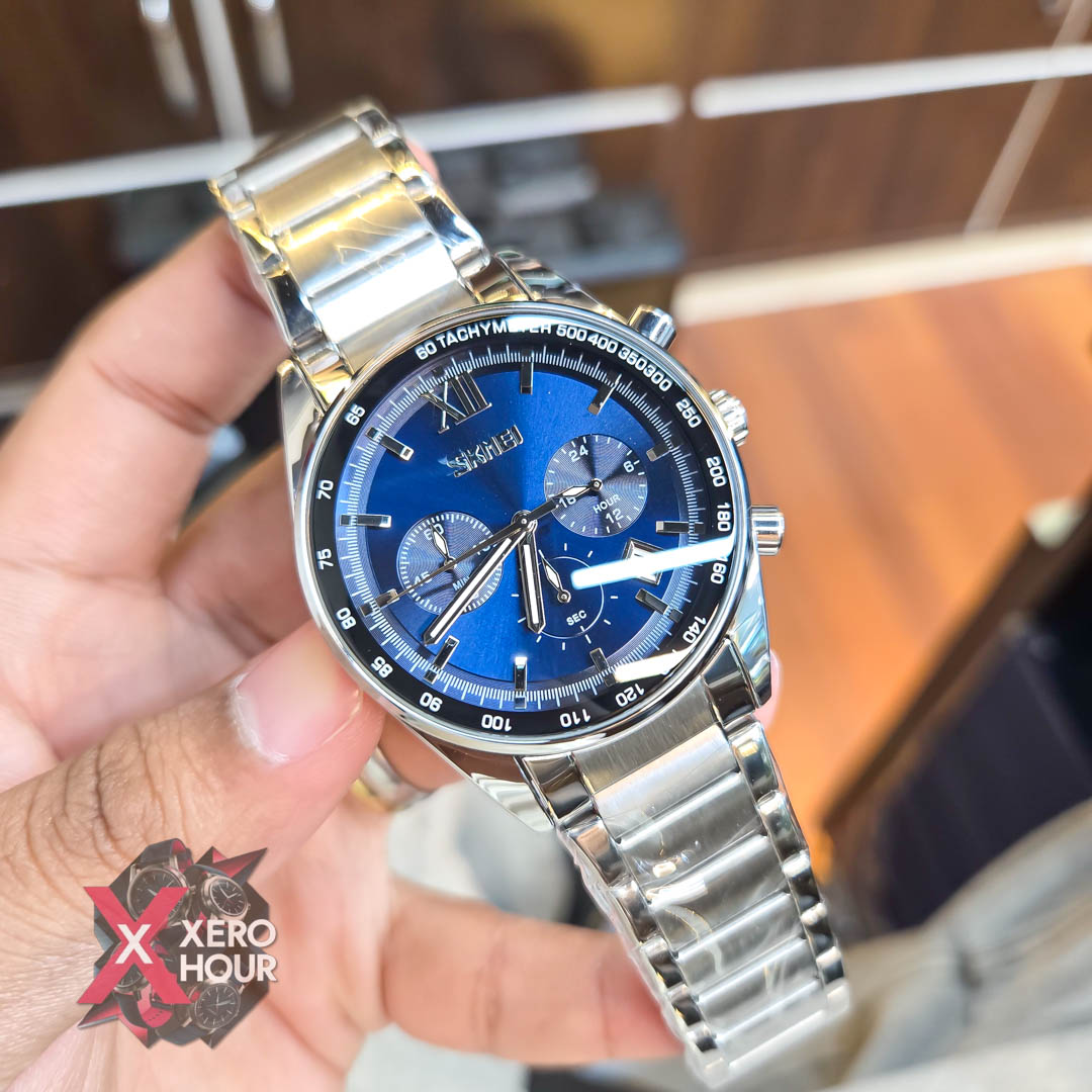 SKMEI 9096 Men’s Fashion Japan Movt Quartz Watch| Single Tone Blue Dial_img_2