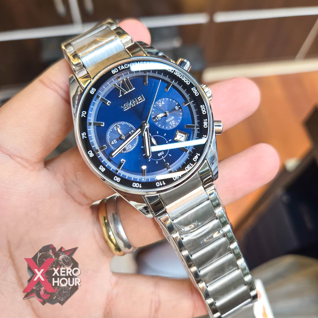 SKMEI 9096 Men’s Fashion Japan Movt Quartz Watch| Single Tone Blue Dial_img_5