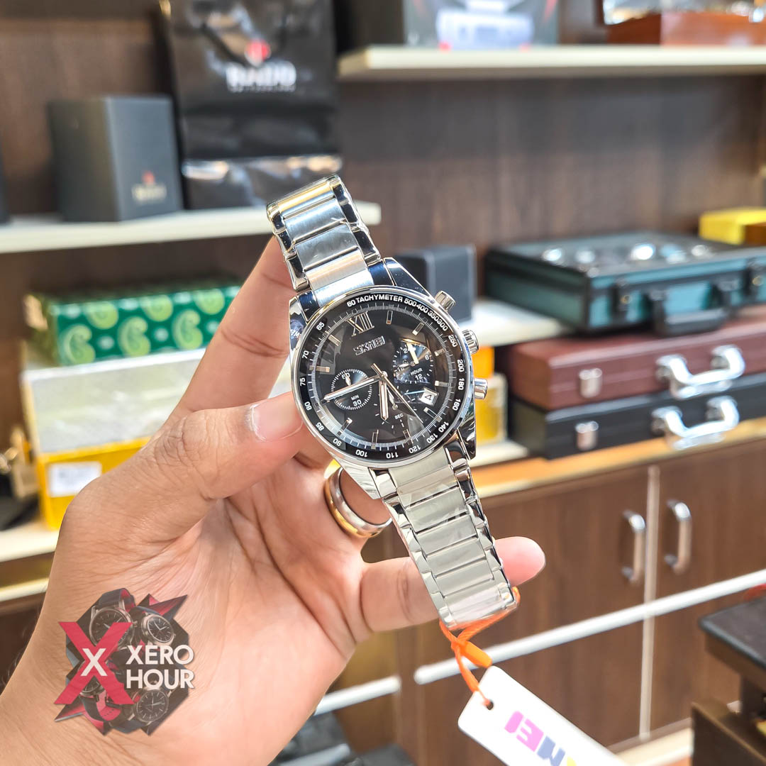 SKMEI 9096 Men’s Fashion Japan Movt Quartz Watch | Single tone Black Dial_img_4