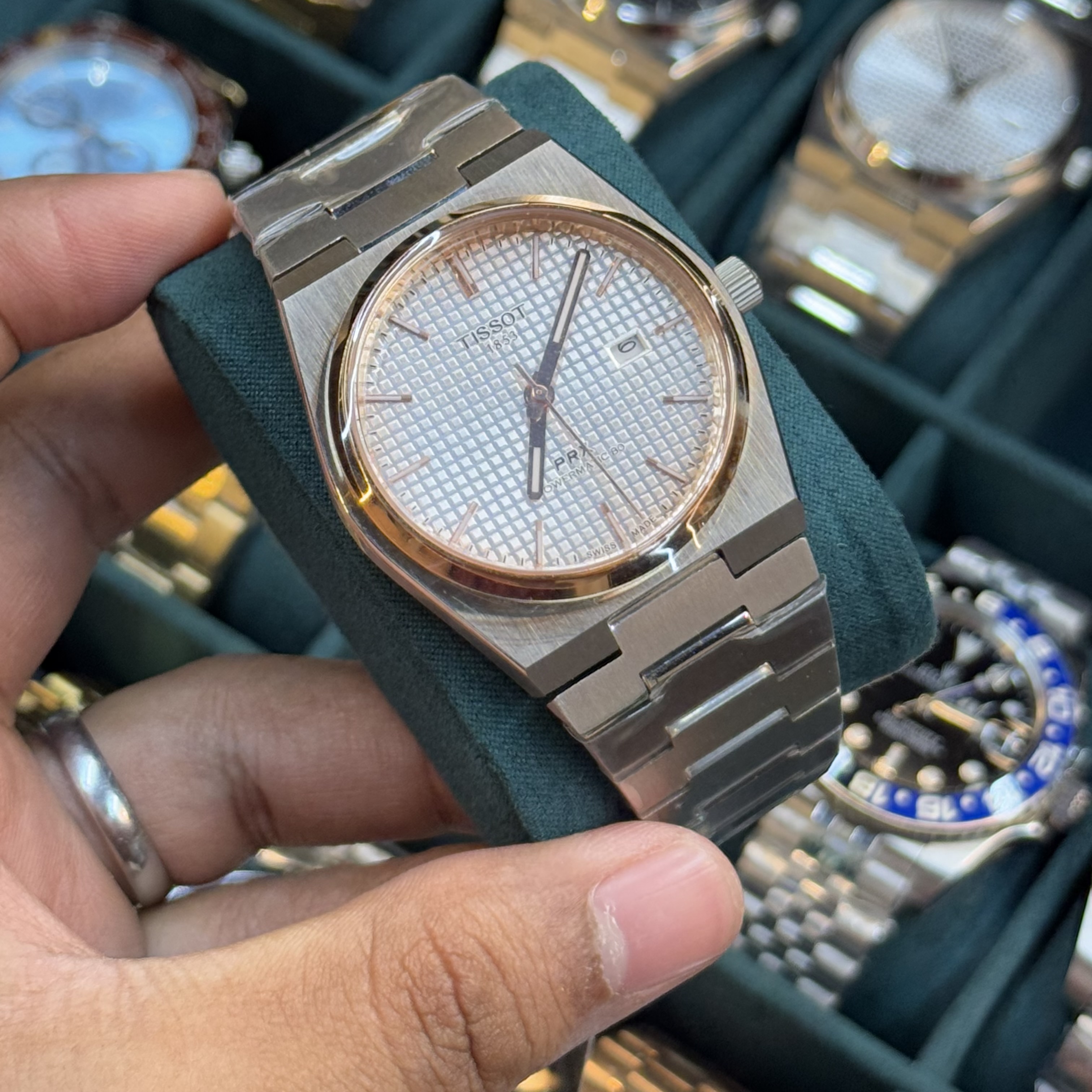 Tissot PRX 80 | Powermatic Movement |Waffel Dial -Date just | Dual Tone | Gold bezel