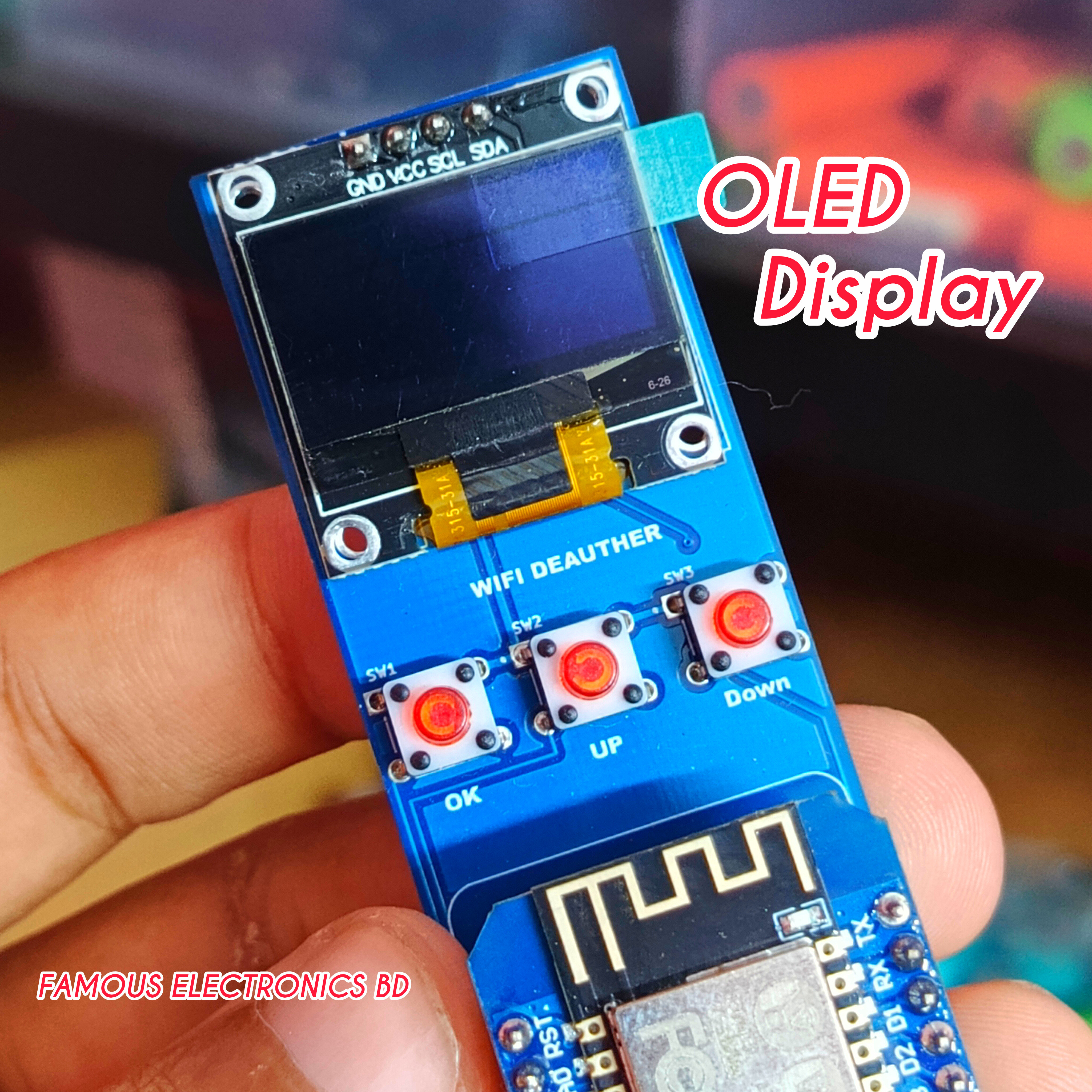 ESP8266 D1 Mini WiFi Development Board with OLED Display & Buttons | WiFi Deauther Educational Kit_img_1
