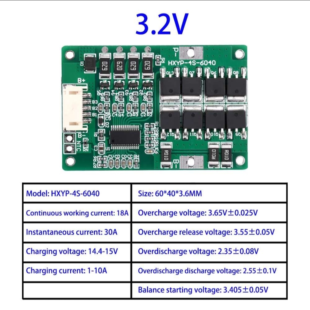 4S 20A LiFePO₄ BMS Protection Board | 3.2V Cells | 14.4V Battery Pack with Balance Charging_img_1