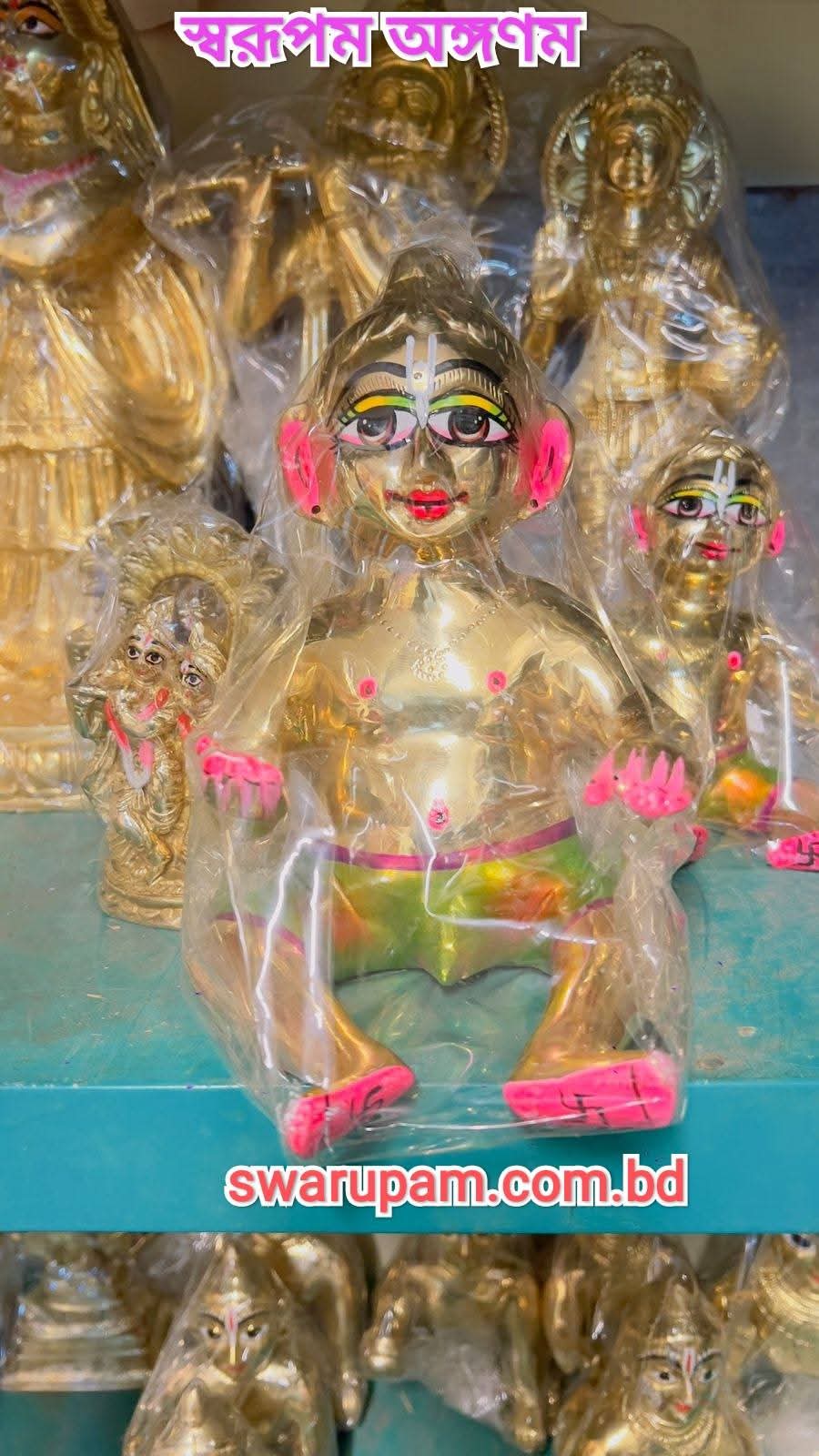 বৃন্দাবনী পিতলের বসা গোপাল - Image 11