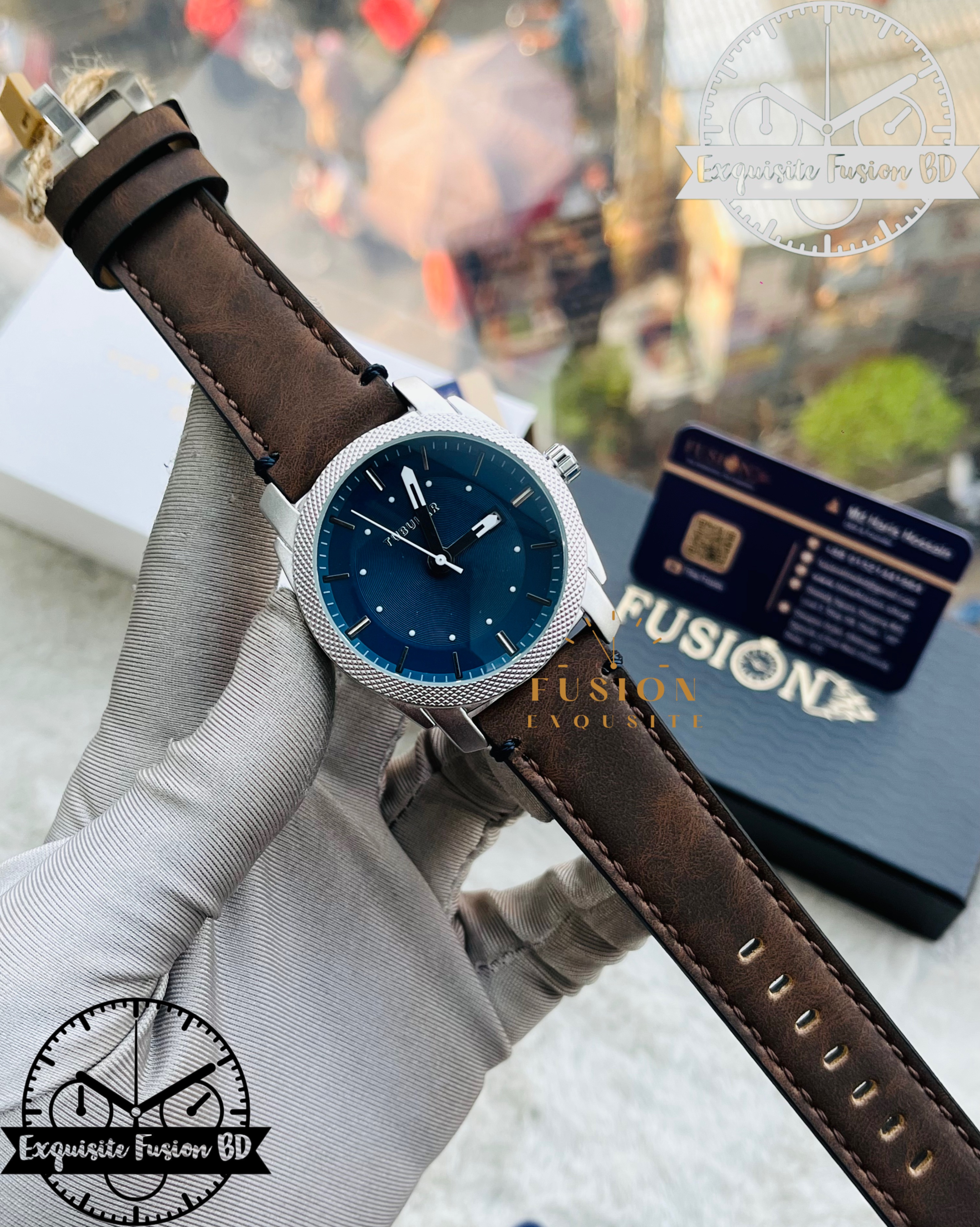 Tubular Belt Dark Brown Dial Blue Authentic Watch_img_0