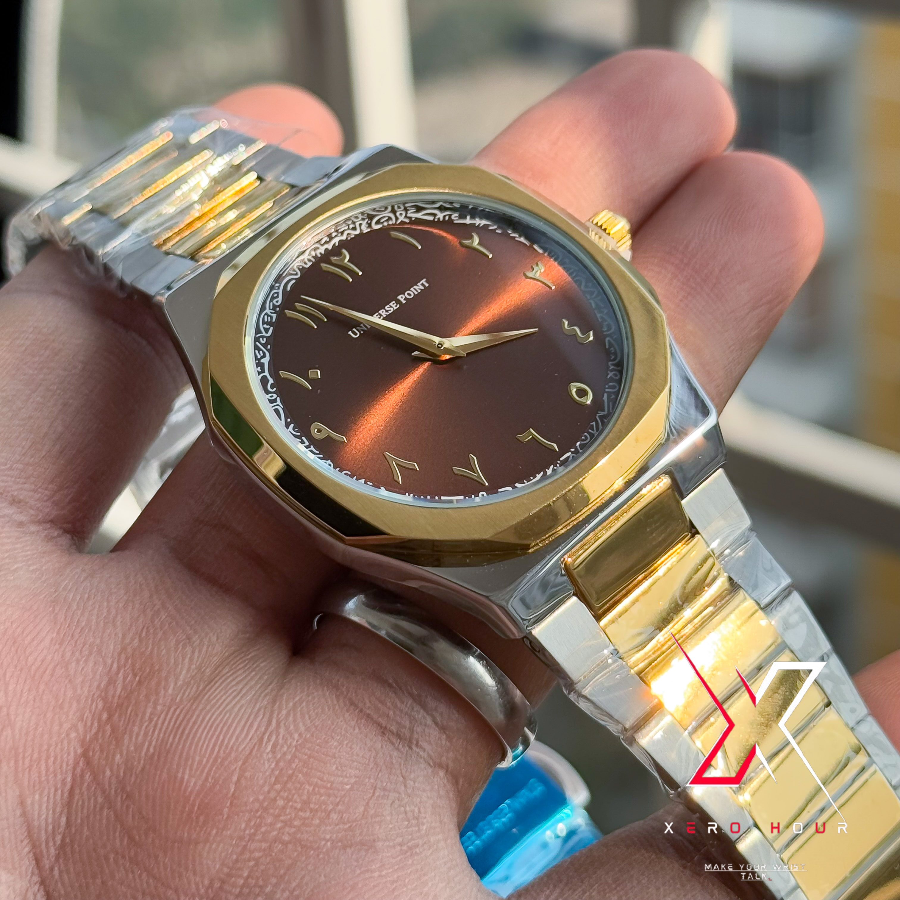 Universe Point | Authentic Hexa Dial | Dual tone | bronze Arabic_img_4