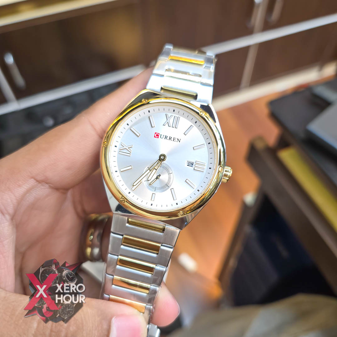 Curren 8471 Men’s Watch | Dual Tone White Dial