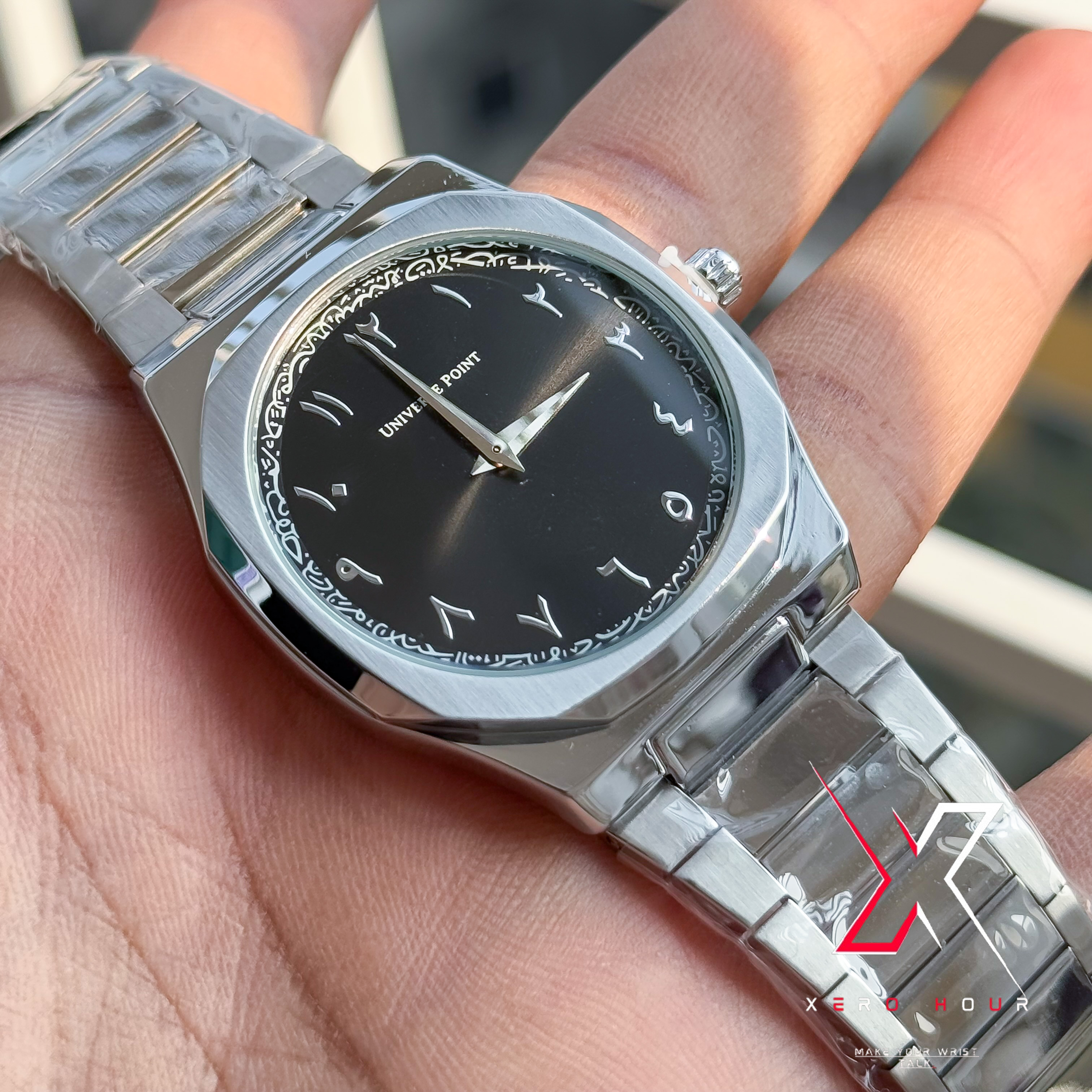 Universe Point | Authentic Hexa Dial | Single tone | Black arabic Dial