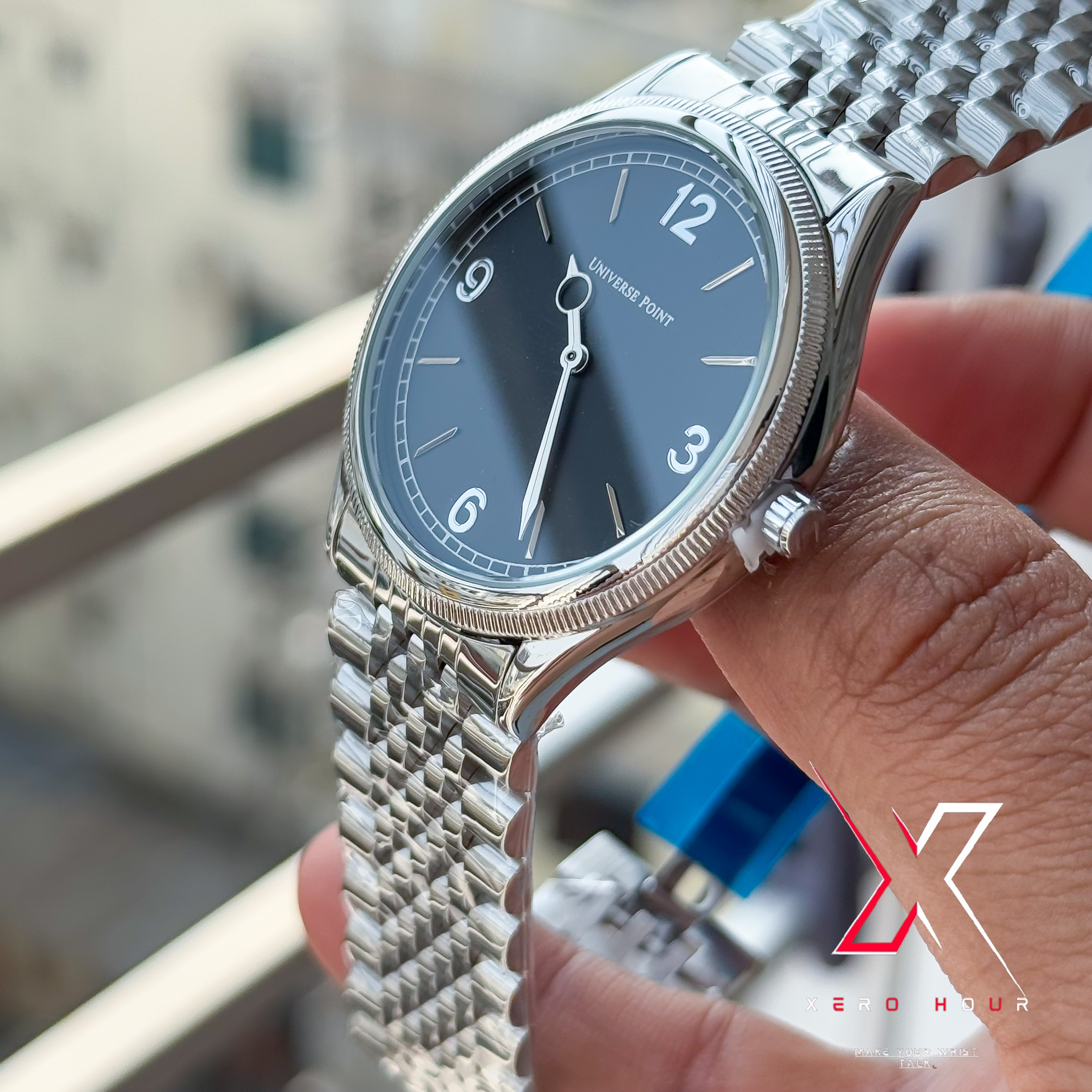 Universe Point | Authentic series | Rolex 1908 shape | Singel Tone Black  Dial