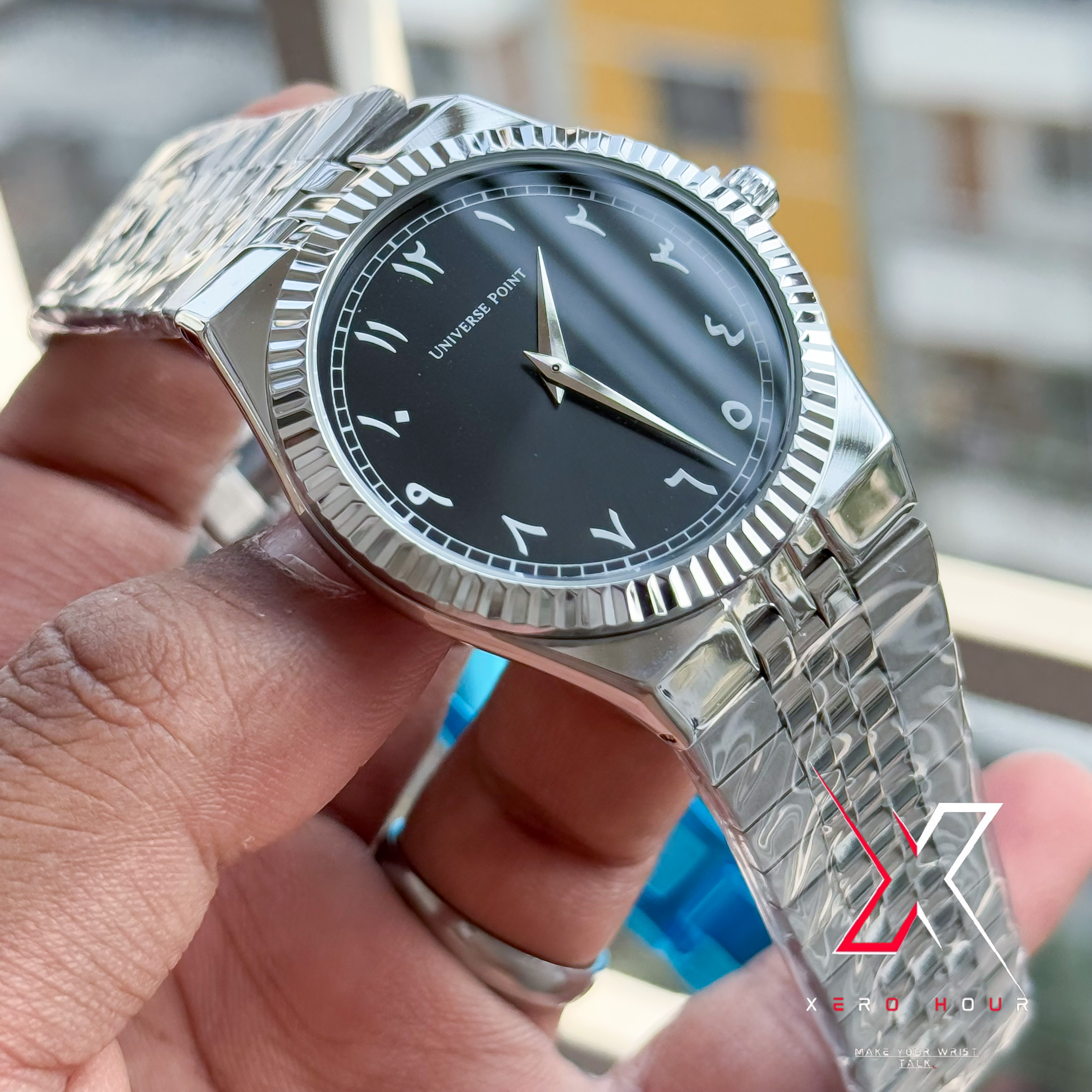 Universe Point | Authentic series | Land Dweller Shape Arabic  | Silver Black  Dial_img_1