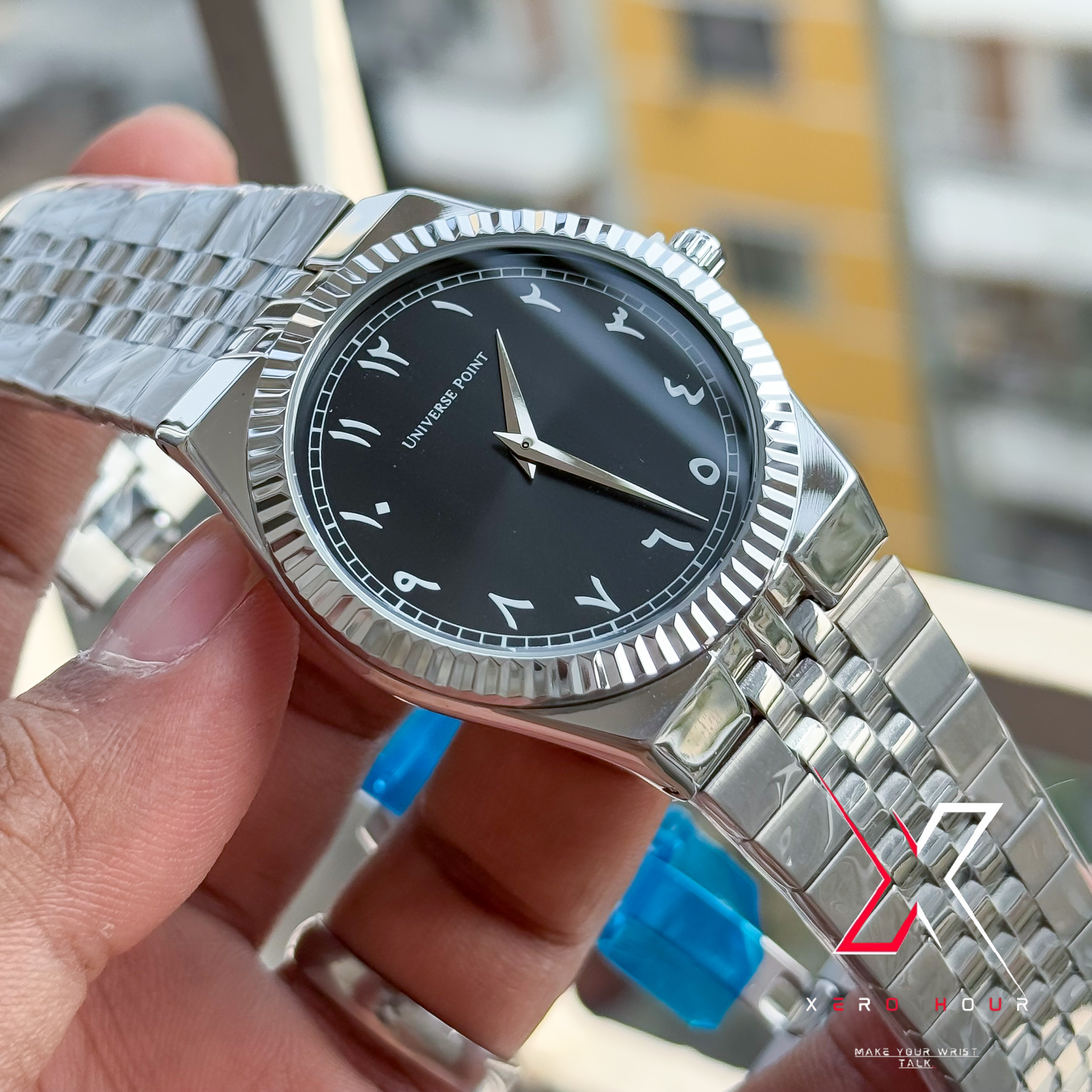 Universe Point | Authentic series | Land Dweller Shape Arabic  | Silver Black  Dial_img_2