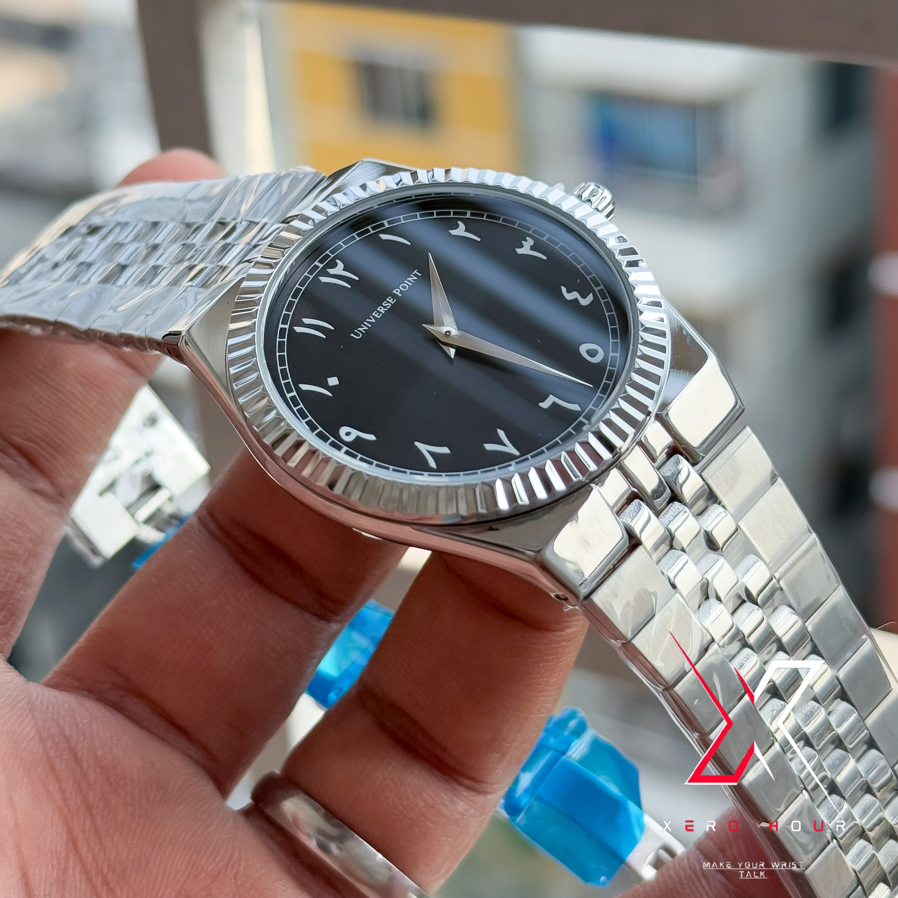 Universe Point | Authentic series | Land Dweller Shape Arabic  | Silver Black  Dial_img_3