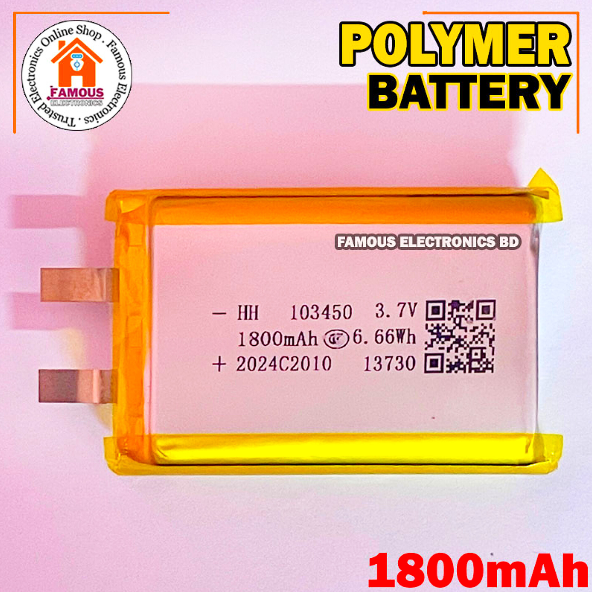 1800mAh New 3.7V Lithium Polymer Battery Best Quality Original Battery_img_3