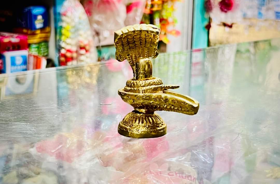 বাসুকি সহ পিতলের শিবলিঙ্গ - Image 1
