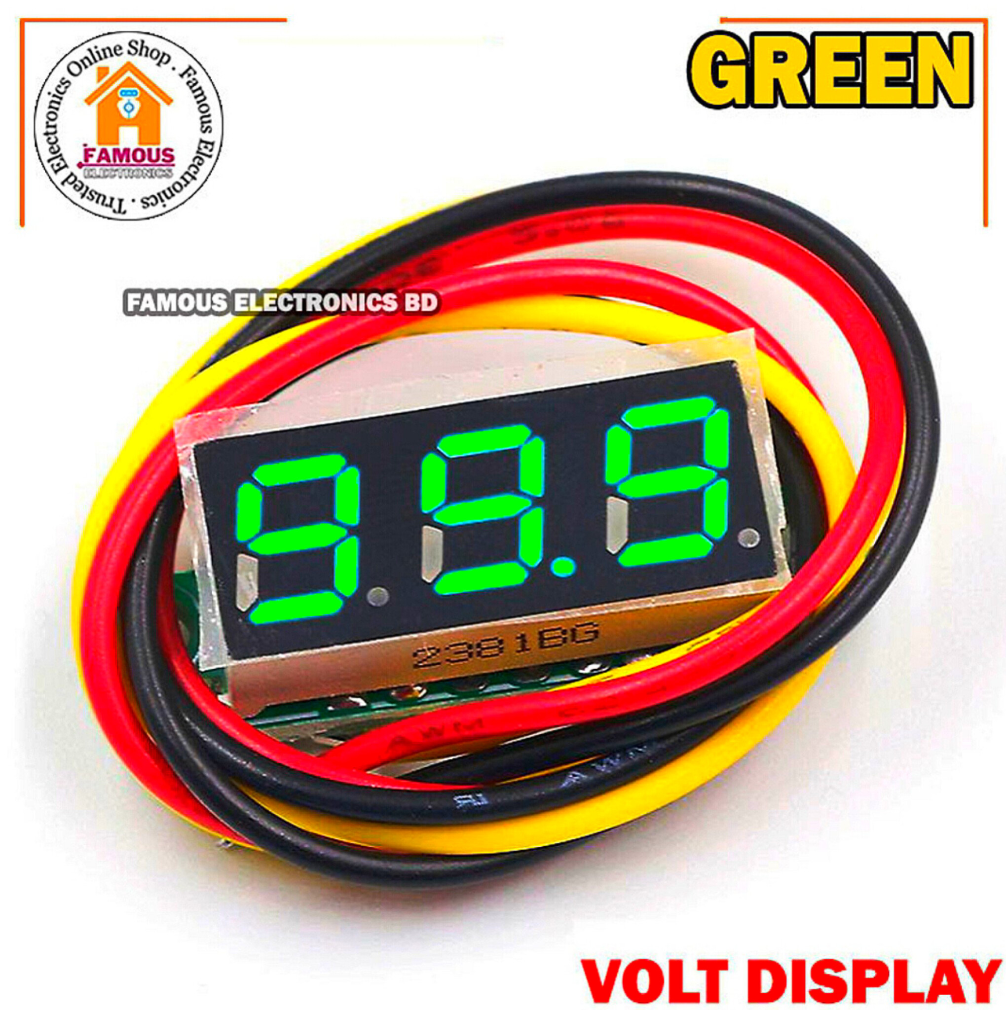 LED Display Mini 0.28 inch DC 0 -100V Digital Voltmeter 100V Volt Panel Indicator Monitor Voltage Meter-1PCS - Compact Digital Voltmeter -Green_img_0