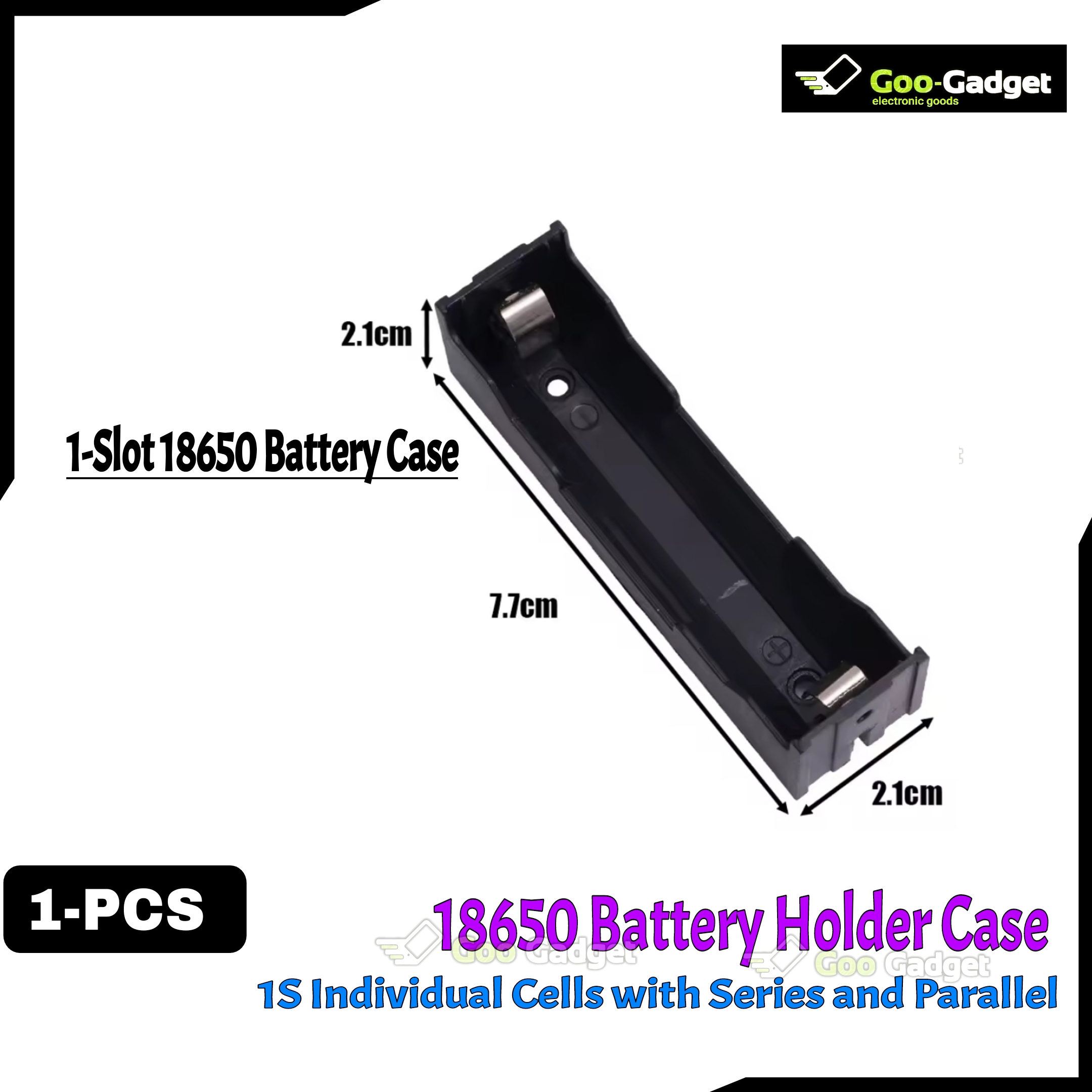 1x holder 18650 Battery Holder for Individual Cells | Series and Parallel Open Line | PCB Mountable