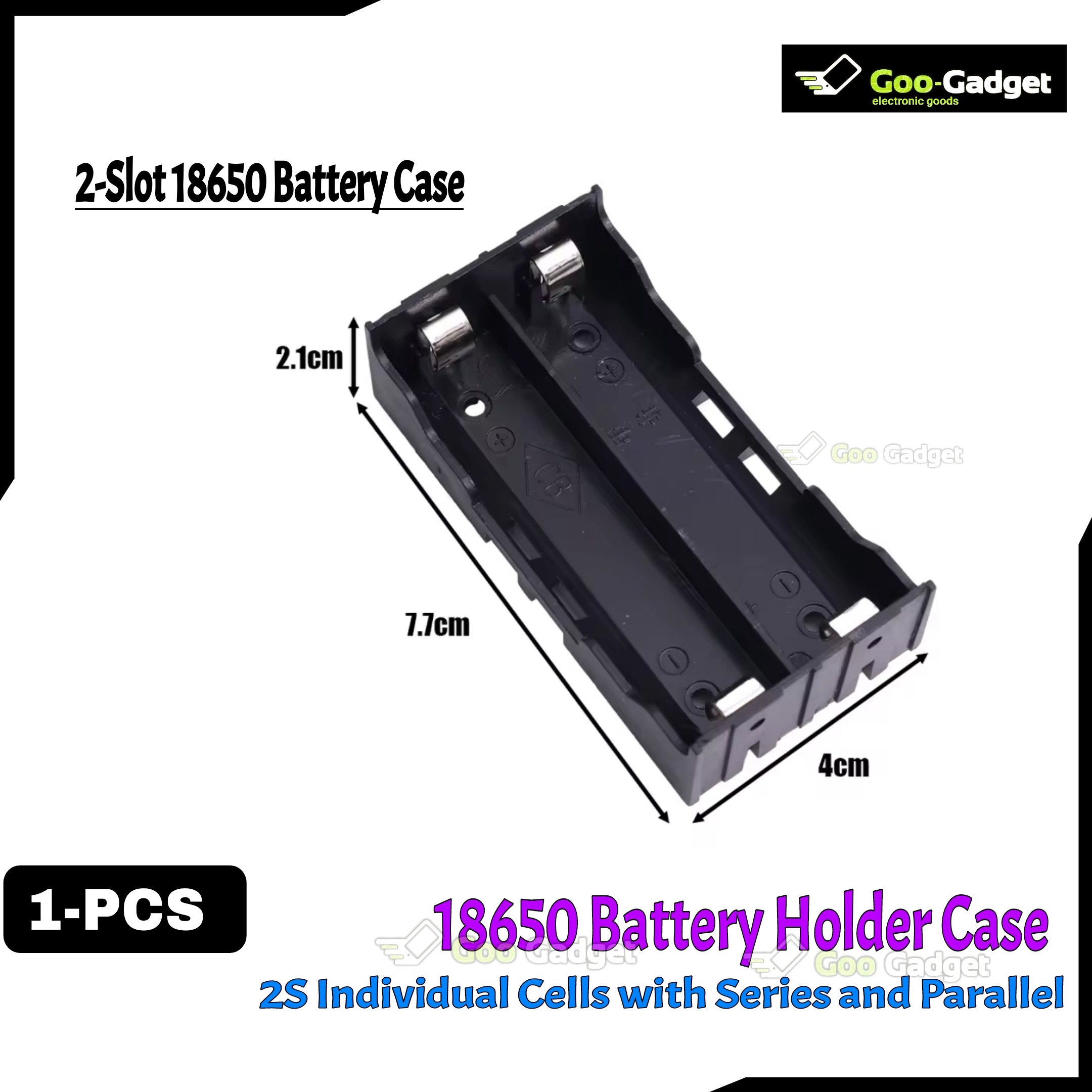 2x holder 18650 Battery Holder for Individual Cells | Series and Parallel Open Line | PCB Mountable