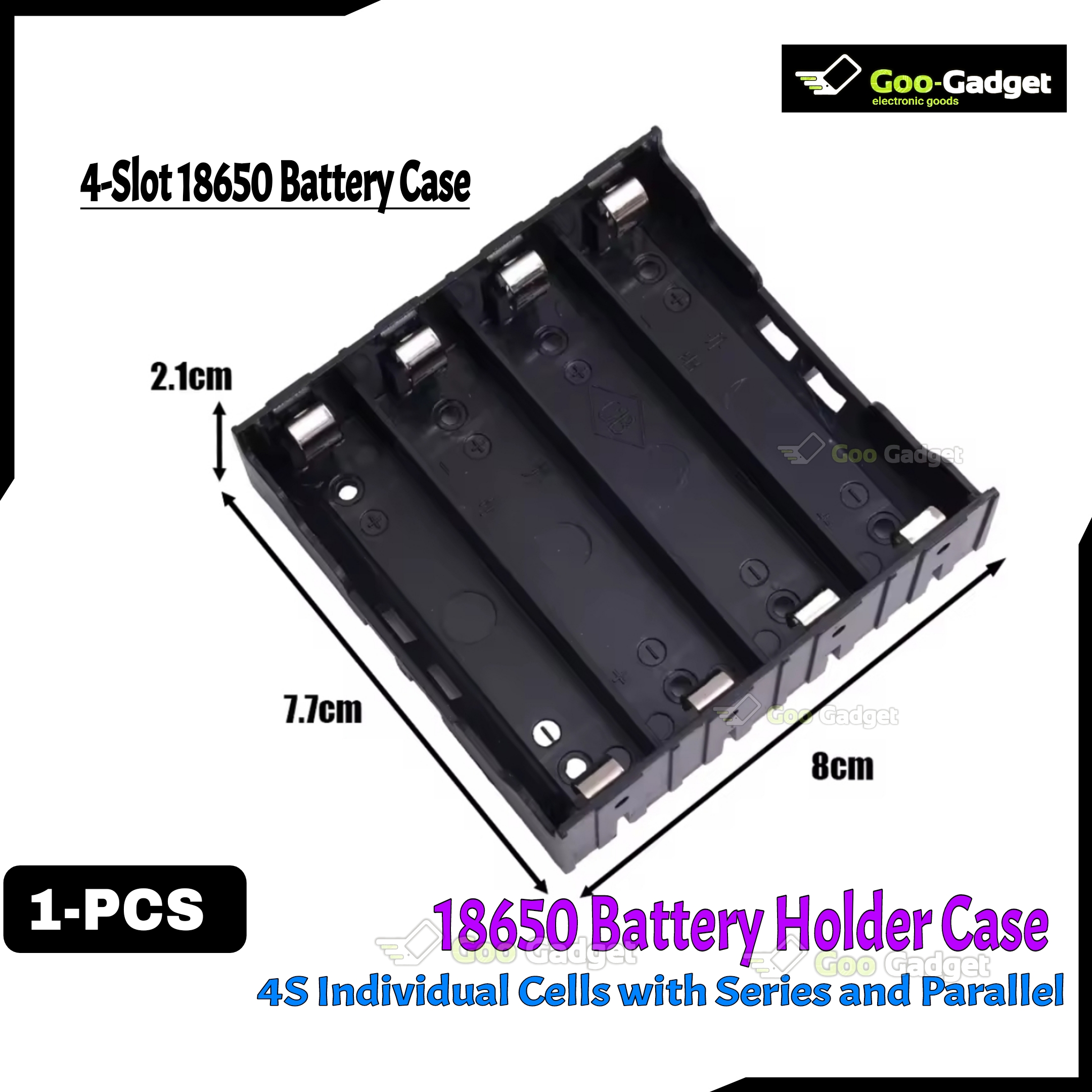 4x holder 18650 Battery Holder for Individual Cells | Series and Parallel Open Line | PCB Mountable
