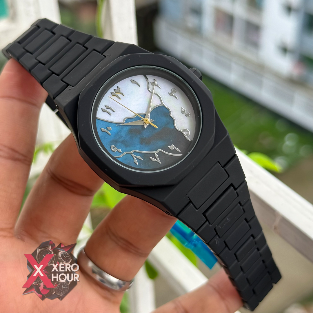 Arabic Aura Watch | Golden shade White Blue Dial