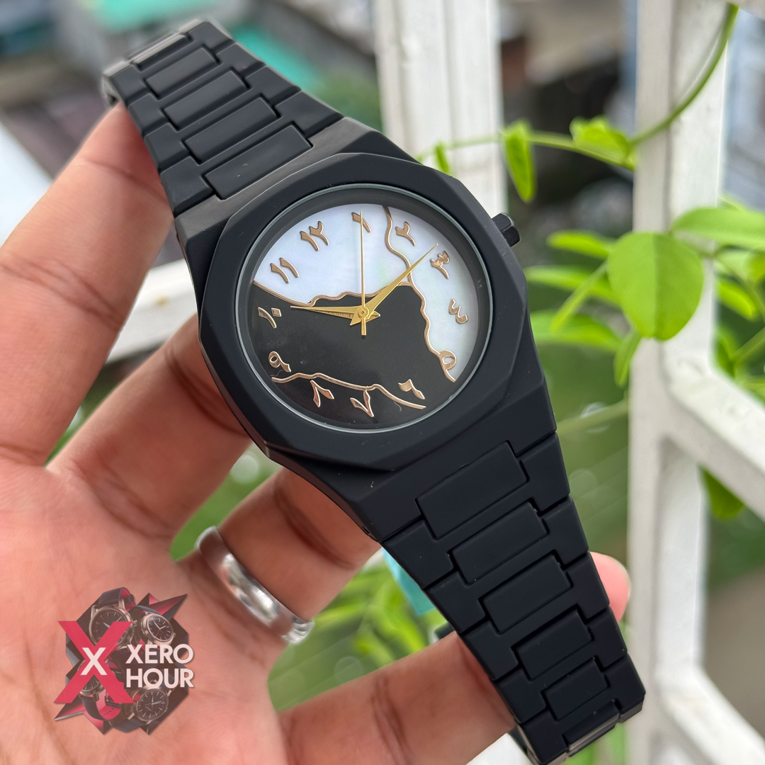 Arabic Aura watch | Golden shade White Black dial_img_3