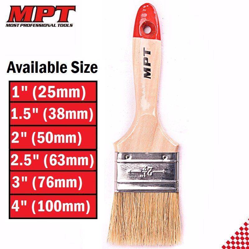 MPT Flat Paint Brush ( 1" | 1.5" | 2" | 2.5" | 3" | 4" ) Heavy Duty Wood Handle; MHI04001_img_0