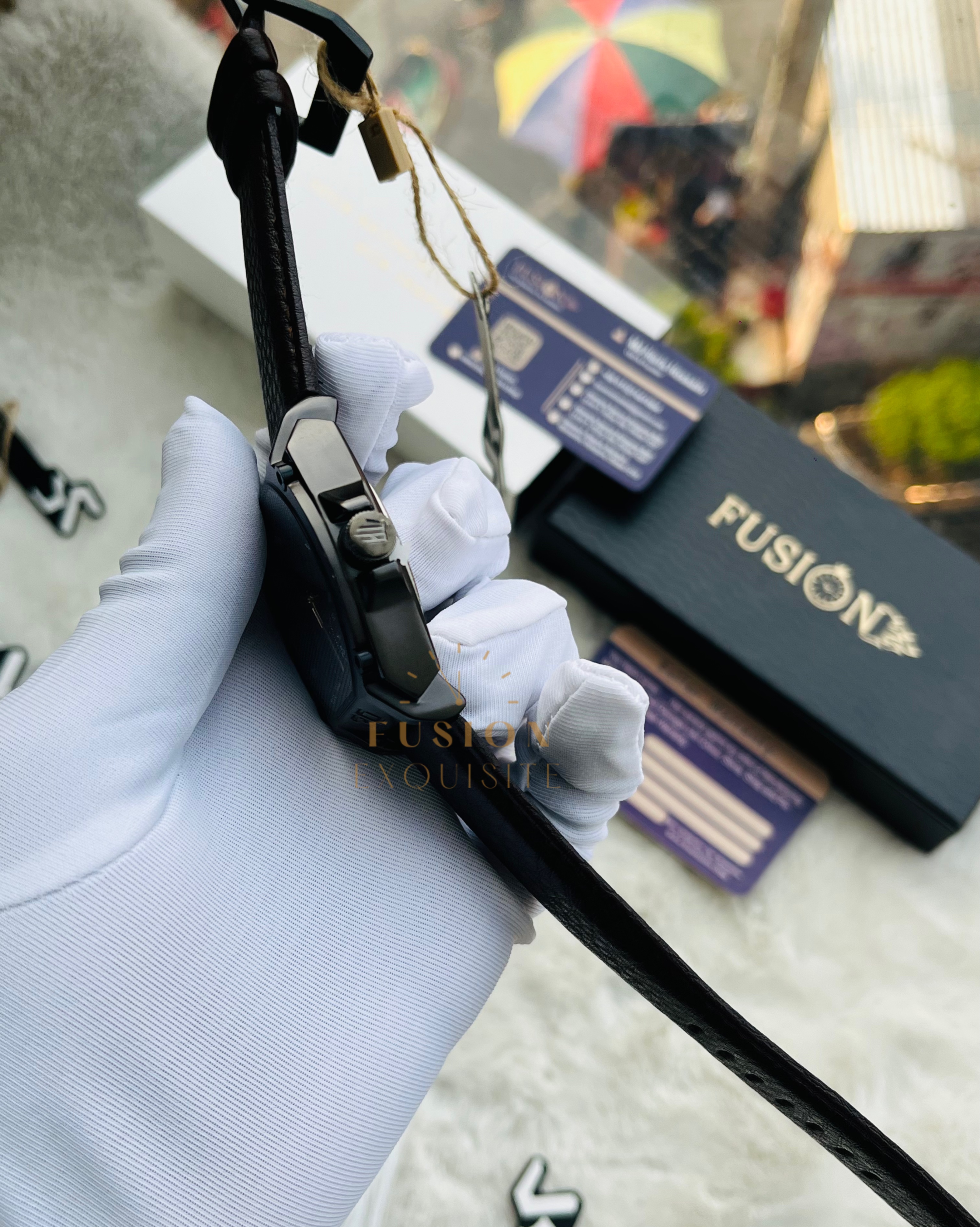 Tubular Square Belt Dark Chocolate Authentic Watch_img_1