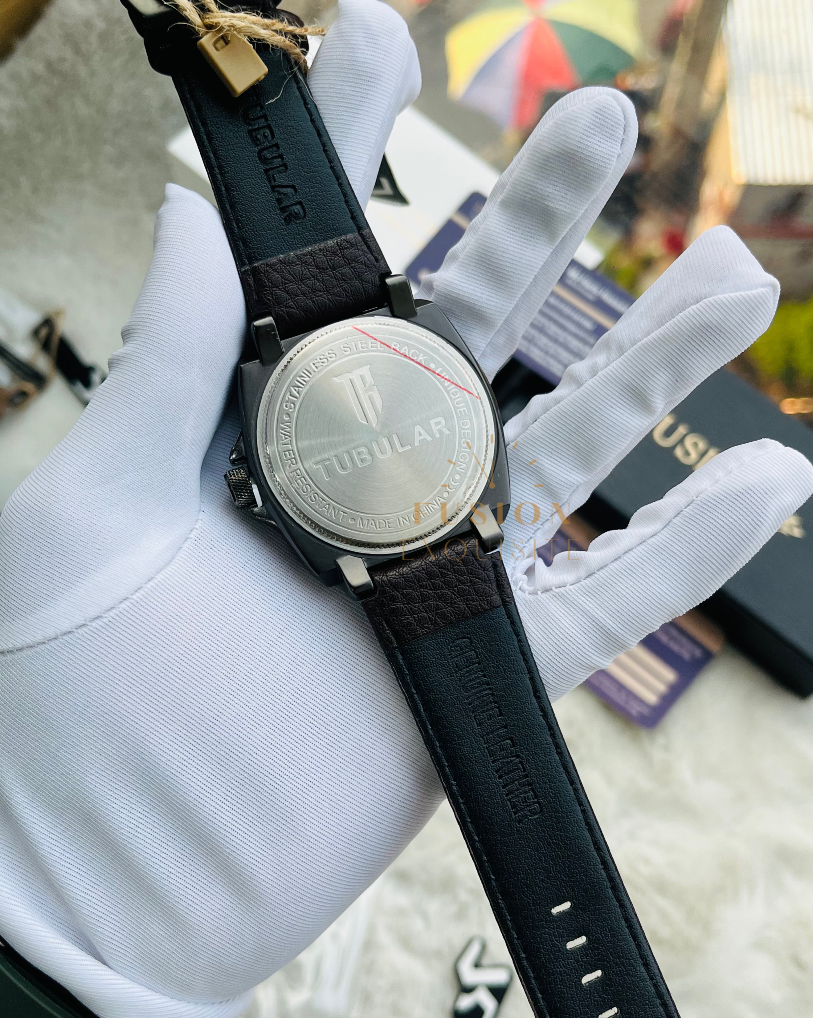 Tubular Square Belt Dark Chocolate Authentic Watch_img_2