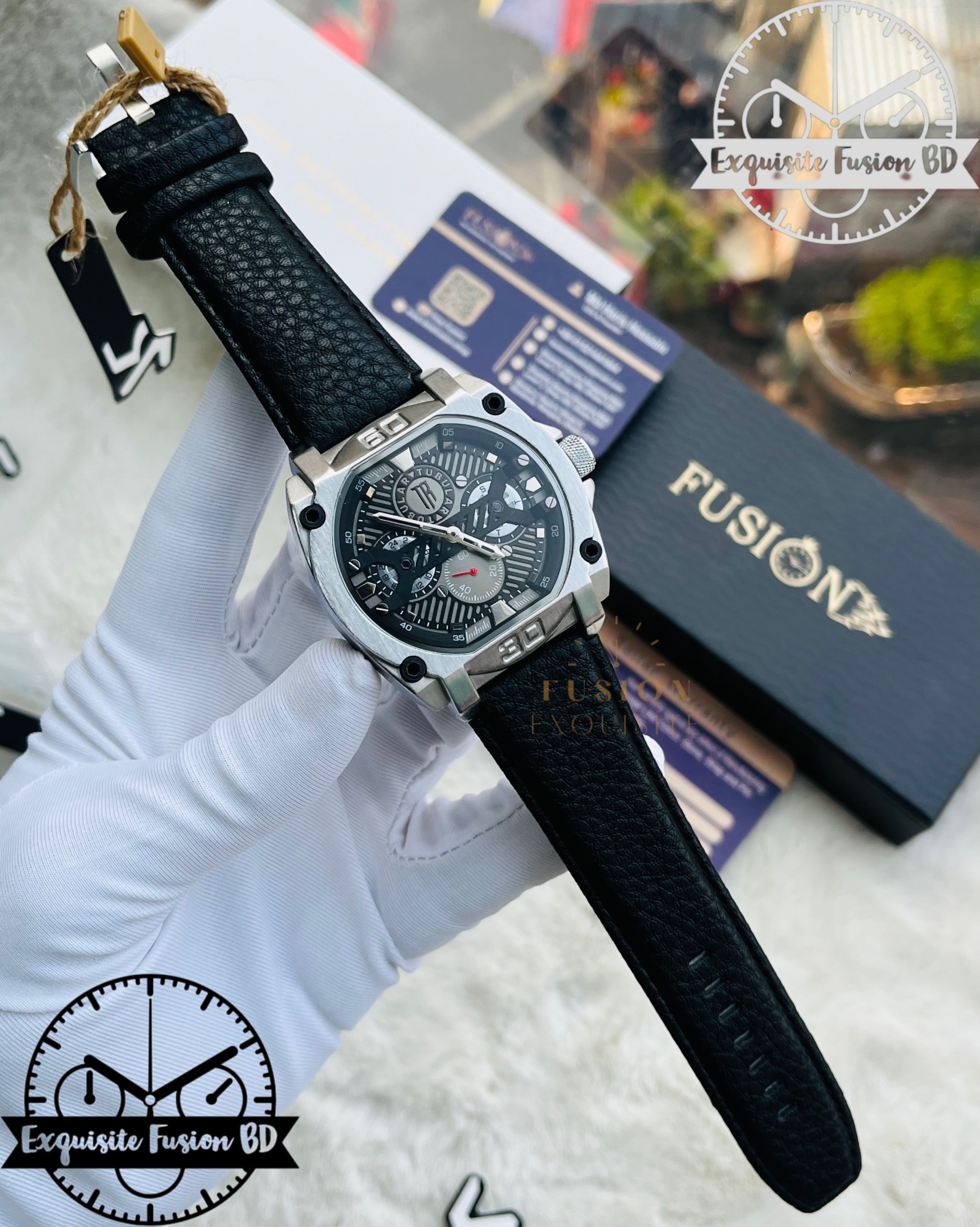 Tubular Square Belt Black Authentic Watch