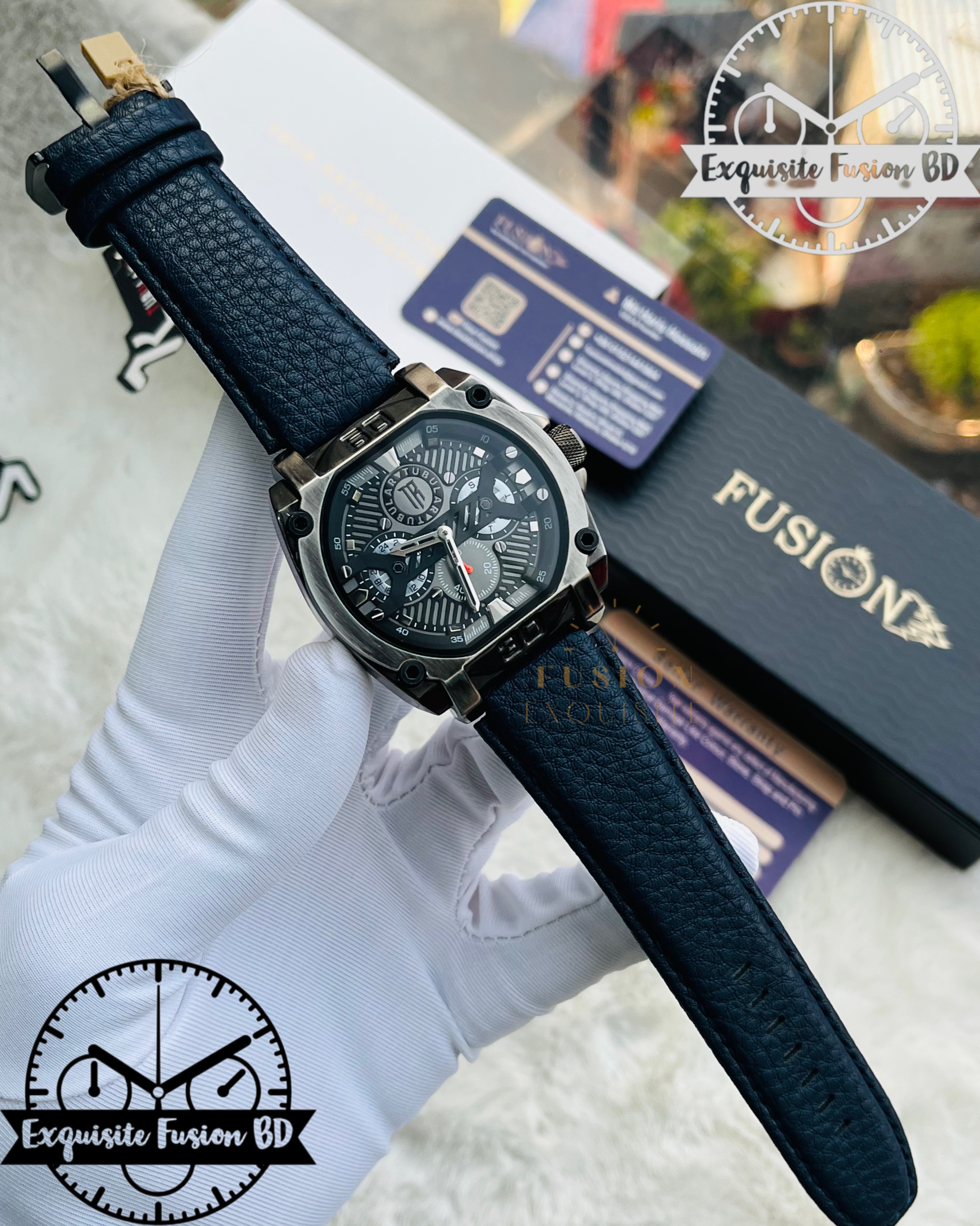 Tubular Square Belt Deep Blue Authentic Watch