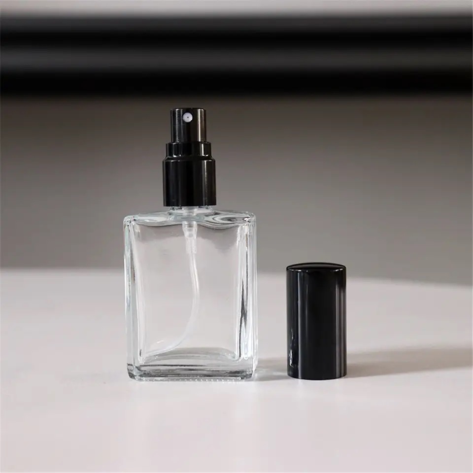 Empty Perfume Atomizer Refillable Spry Bottle 15ml Square Shape Transparent Glass 1 pcs Random color cap_img_4