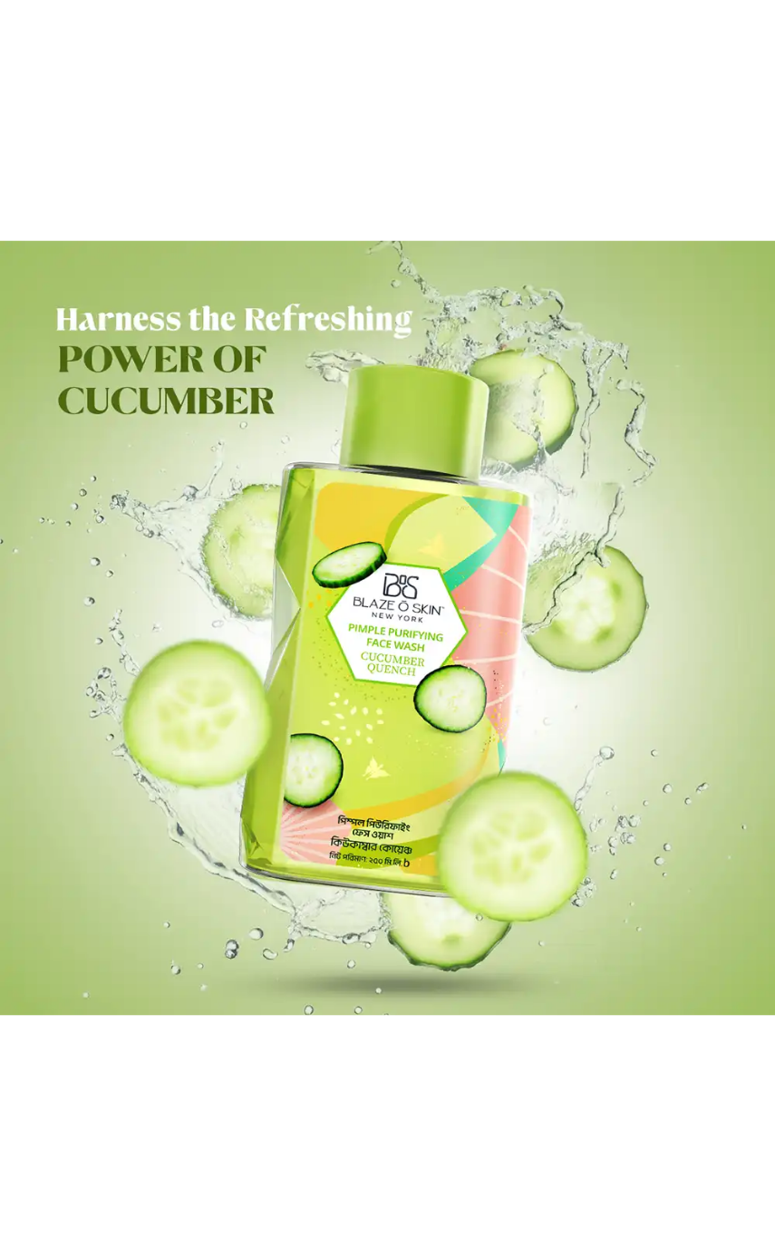 Blaze O' Skin Pimple Purifying Face Wash Cucumber Quench 250ml - Image 2