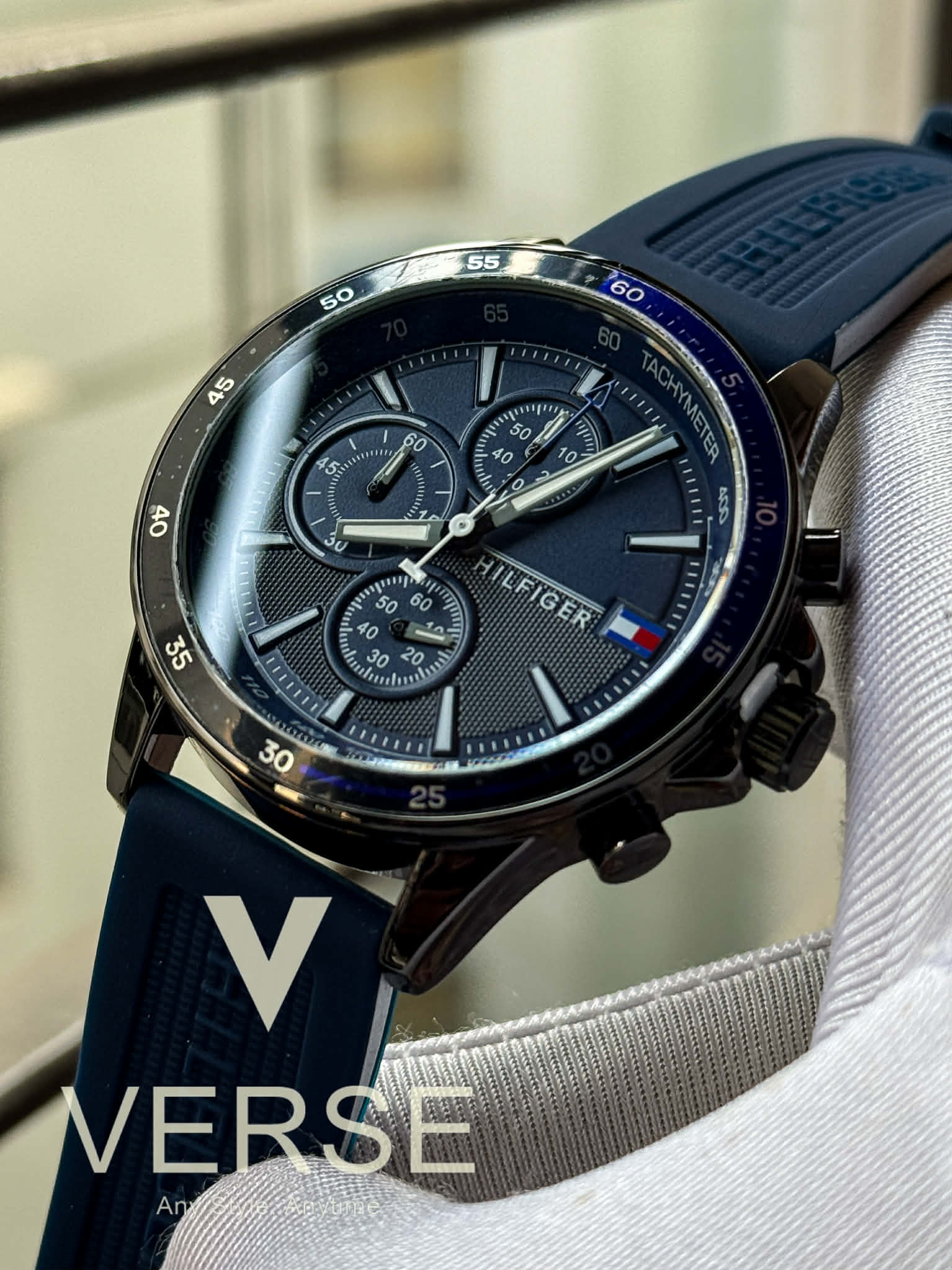 Tommy Hilfiger Bank Chronograph Blue Belt-Dial AA | Free Brand Box Offer