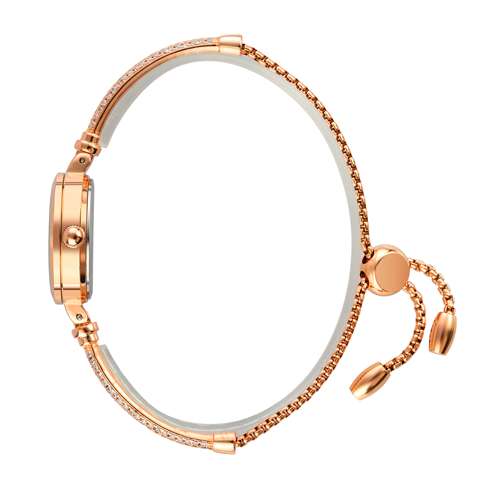 SKMEI 1805 Ladies Diamond Bracelet Watch - Black Dial- Rose Golden Bezel- Stone+Rose Golden Chain- TF Code SK856CF_img_6