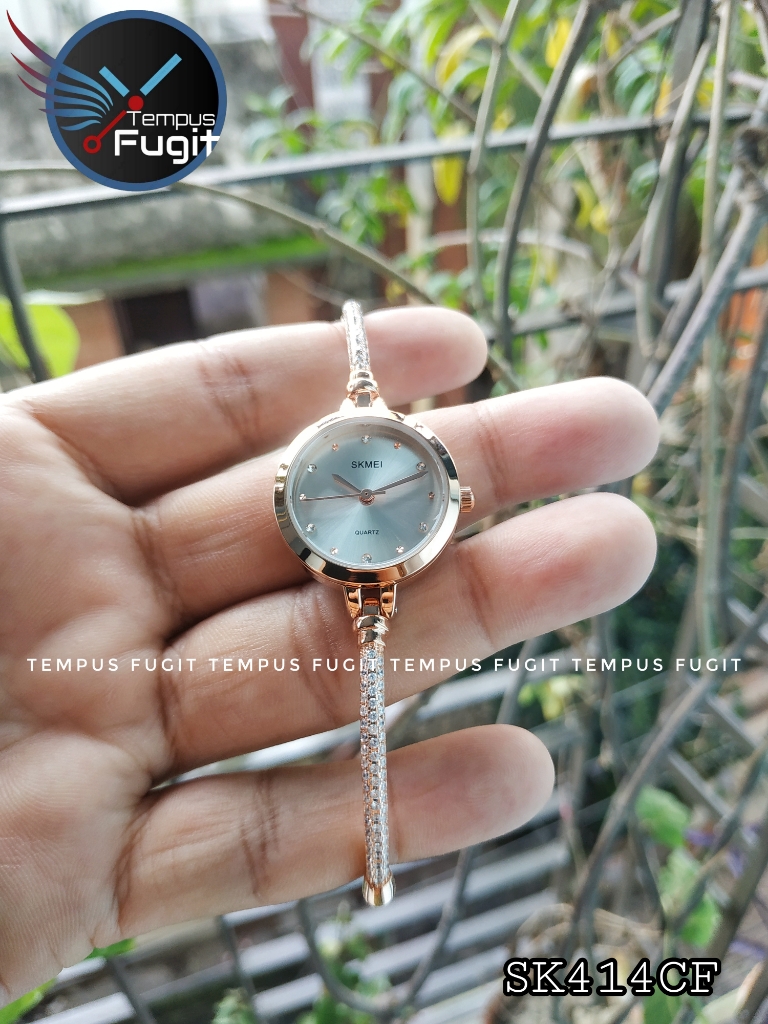 SKMEI 1805 Ladies Diamond Bracelet Watch - Silver Dial- Rose Golden Bezel- Stone+Rose Golden Chain- TF Code SK414CF_img_10