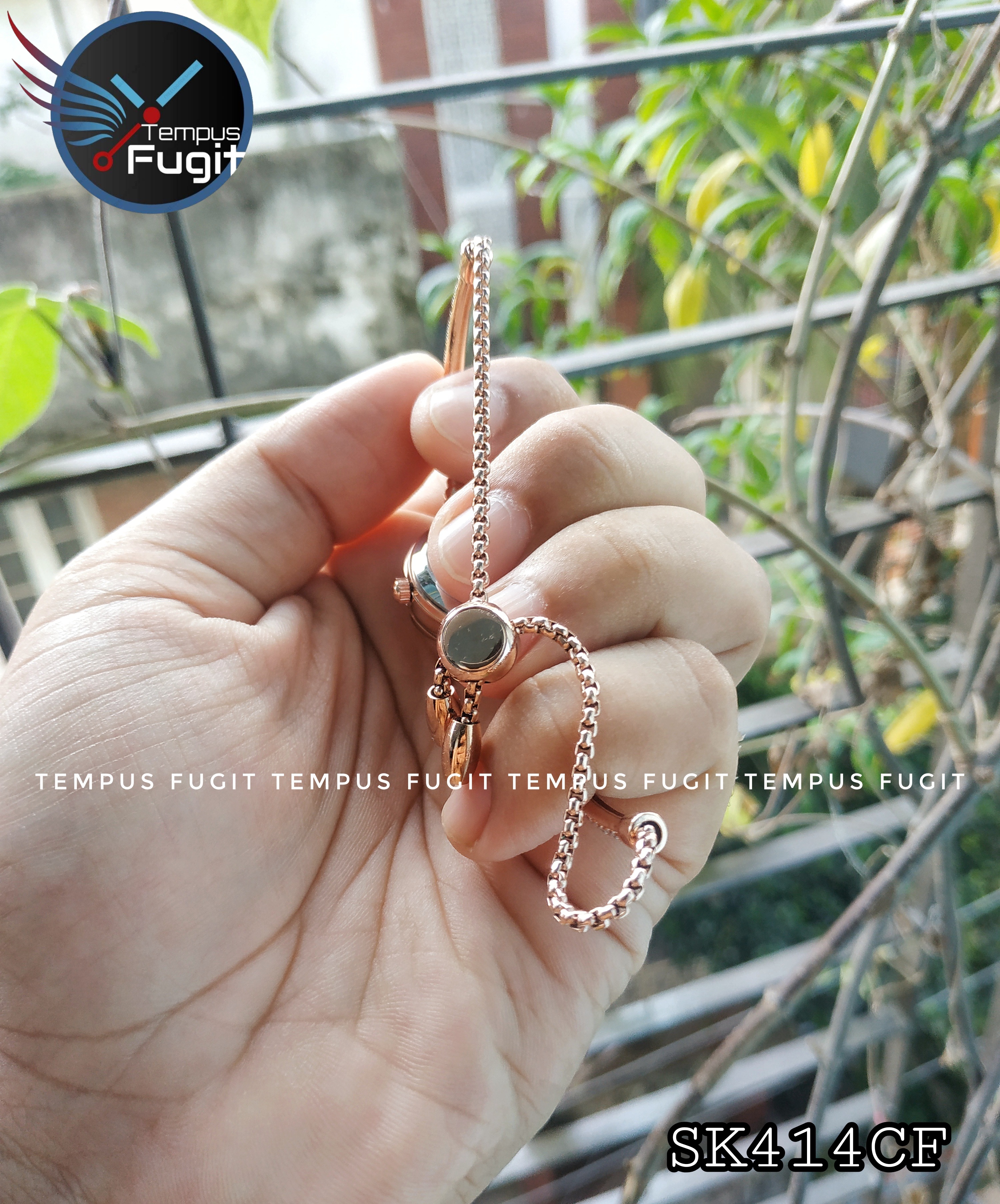 SKMEI 1805 Ladies Diamond Bracelet Watch - Silver Dial- Rose Golden Bezel- Stone+Rose Golden Chain- TF Code SK414CF_img_12