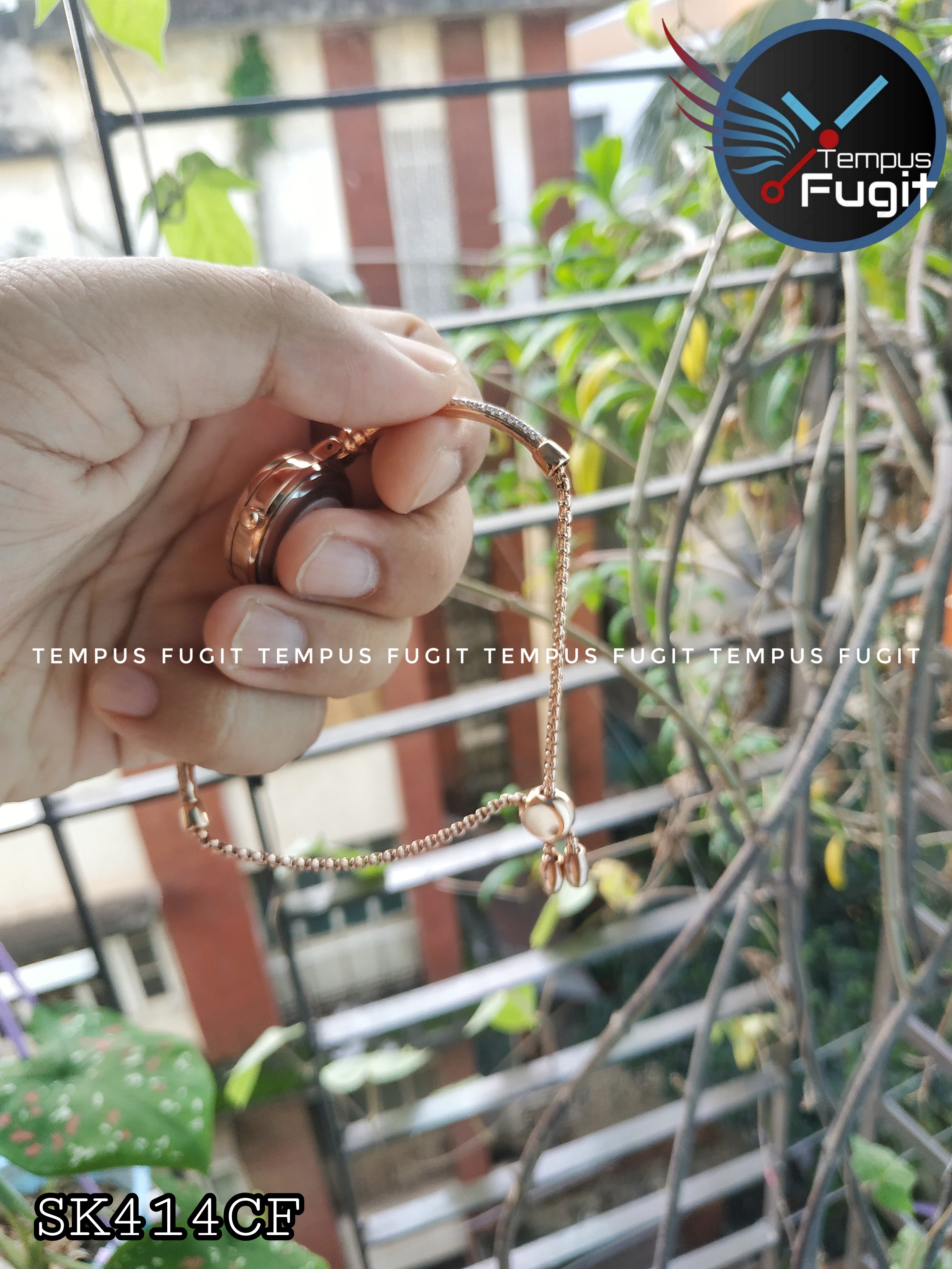 SKMEI 1805 Ladies Diamond Bracelet Watch - Silver Dial- Rose Golden Bezel- Stone+Rose Golden Chain- TF Code SK414CF_img_13