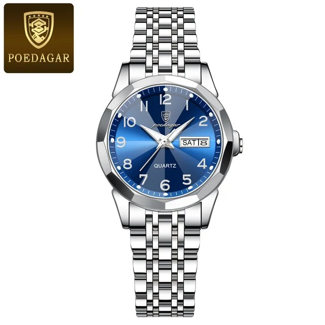 Poedagar 3078 Ladies Chain Watch- Blue Dial- Silver Bezel- Silver Chain- TF Code PD941CF_img_0