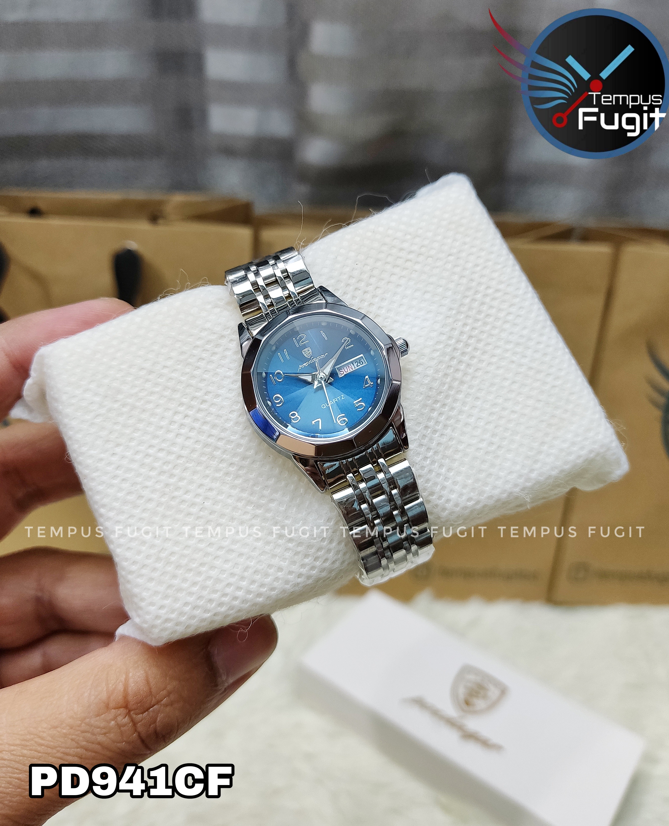 Poedagar 3078 Ladies Chain Watch- Blue Dial- Silver Bezel- Silver Chain- TF Code PD941CF_img_3