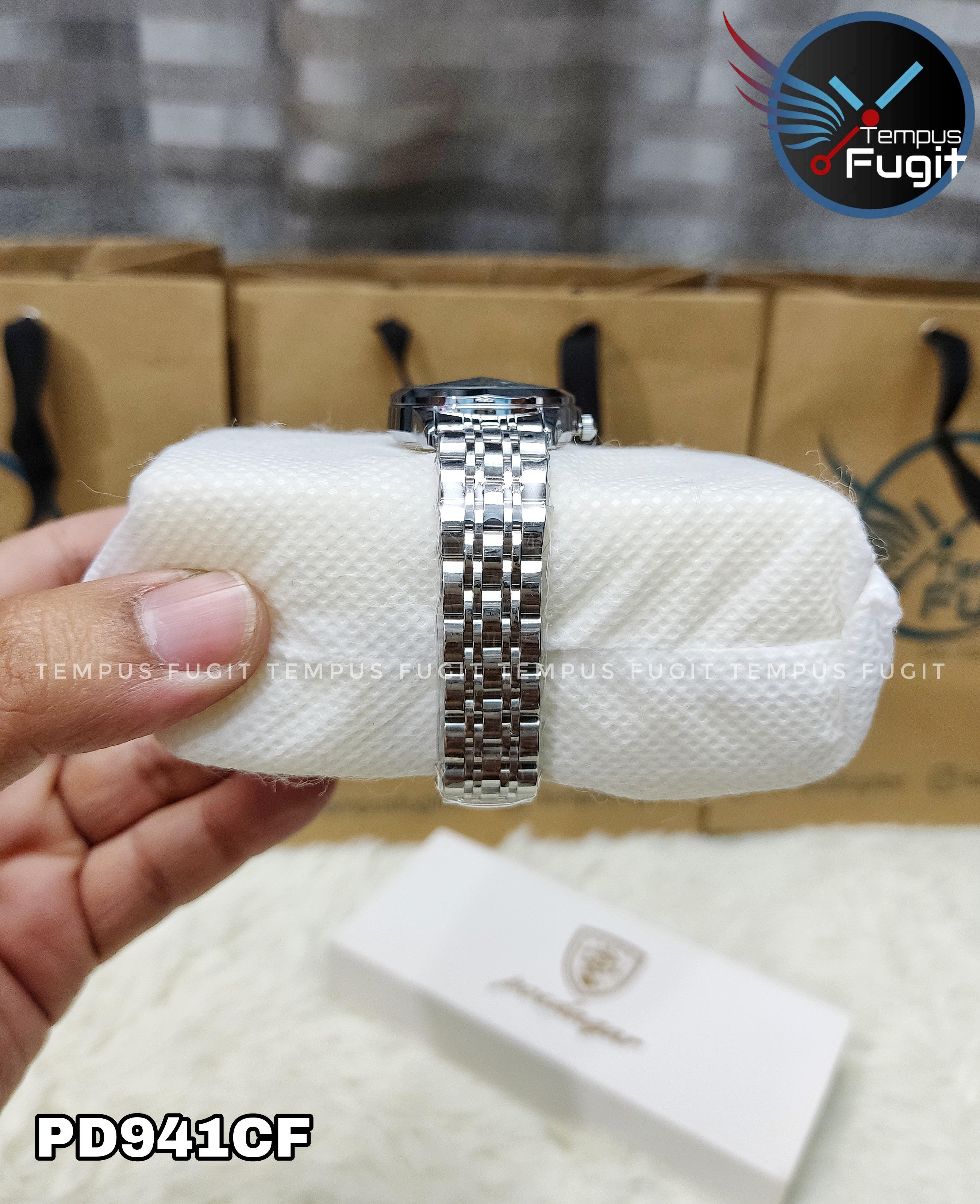 Poedagar 3078 Ladies Chain Watch- Blue Dial- Silver Bezel- Silver Chain- TF Code PD941CF_img_6