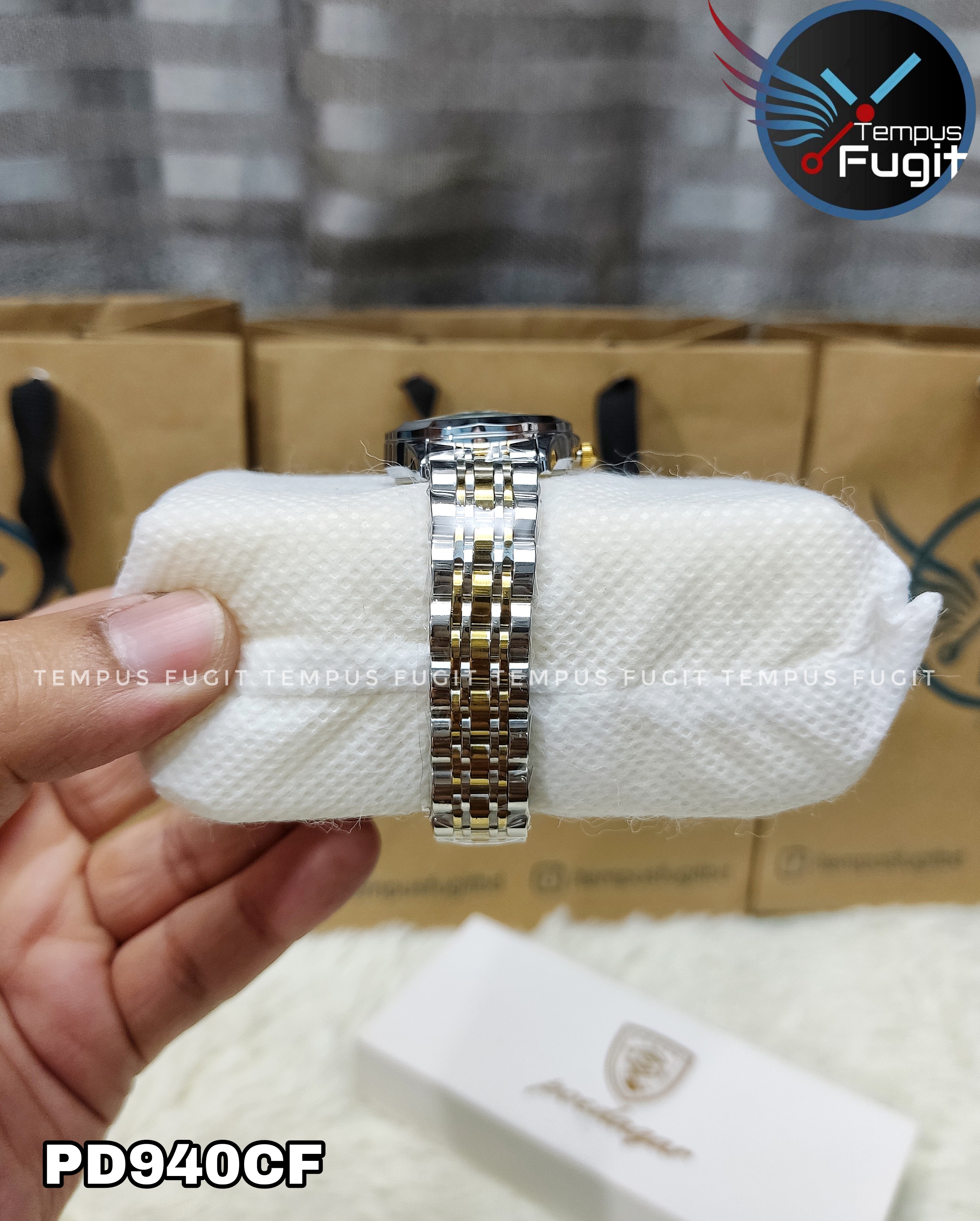 Poedagar 3078 Ladies Chain Watch- Silver Dial- Silver Bezel- Silver+Golden Chain- TF Code PD940CF_img_6