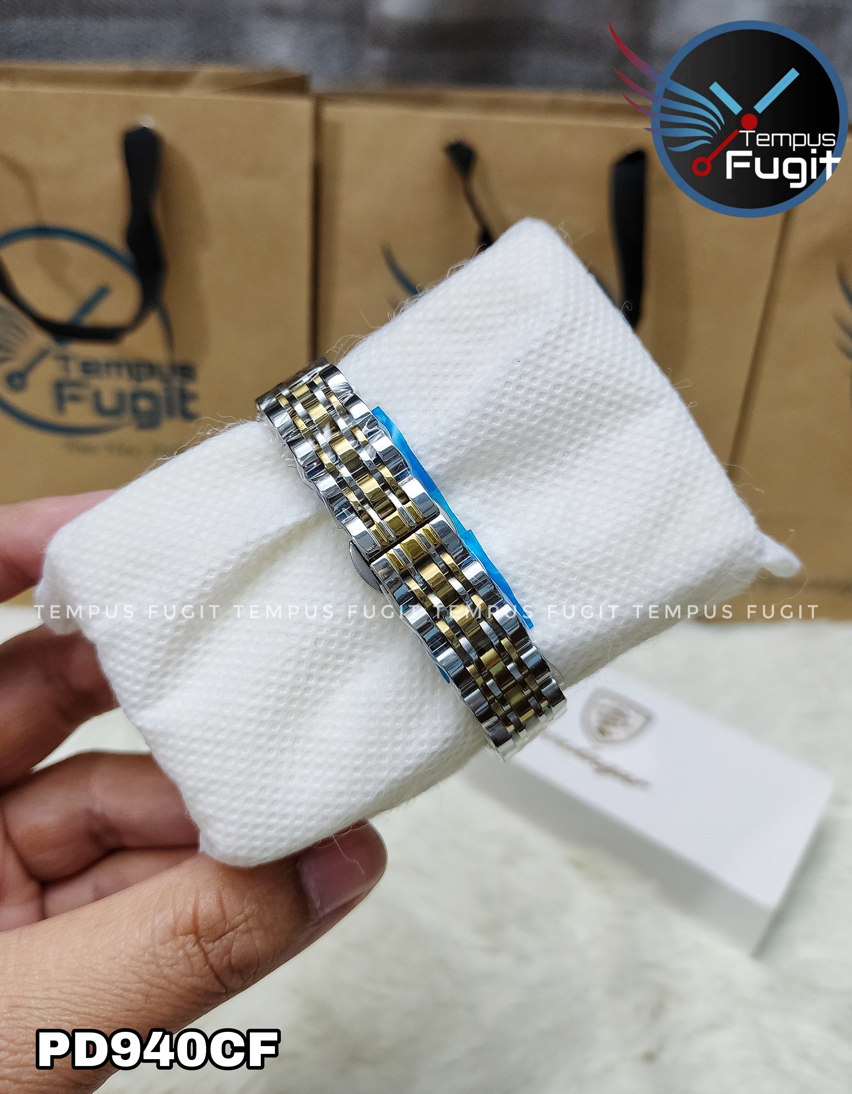 Poedagar 3078 Ladies Chain Watch- Silver Dial- Silver Bezel- Silver+Golden Chain- TF Code PD940CF_img_7