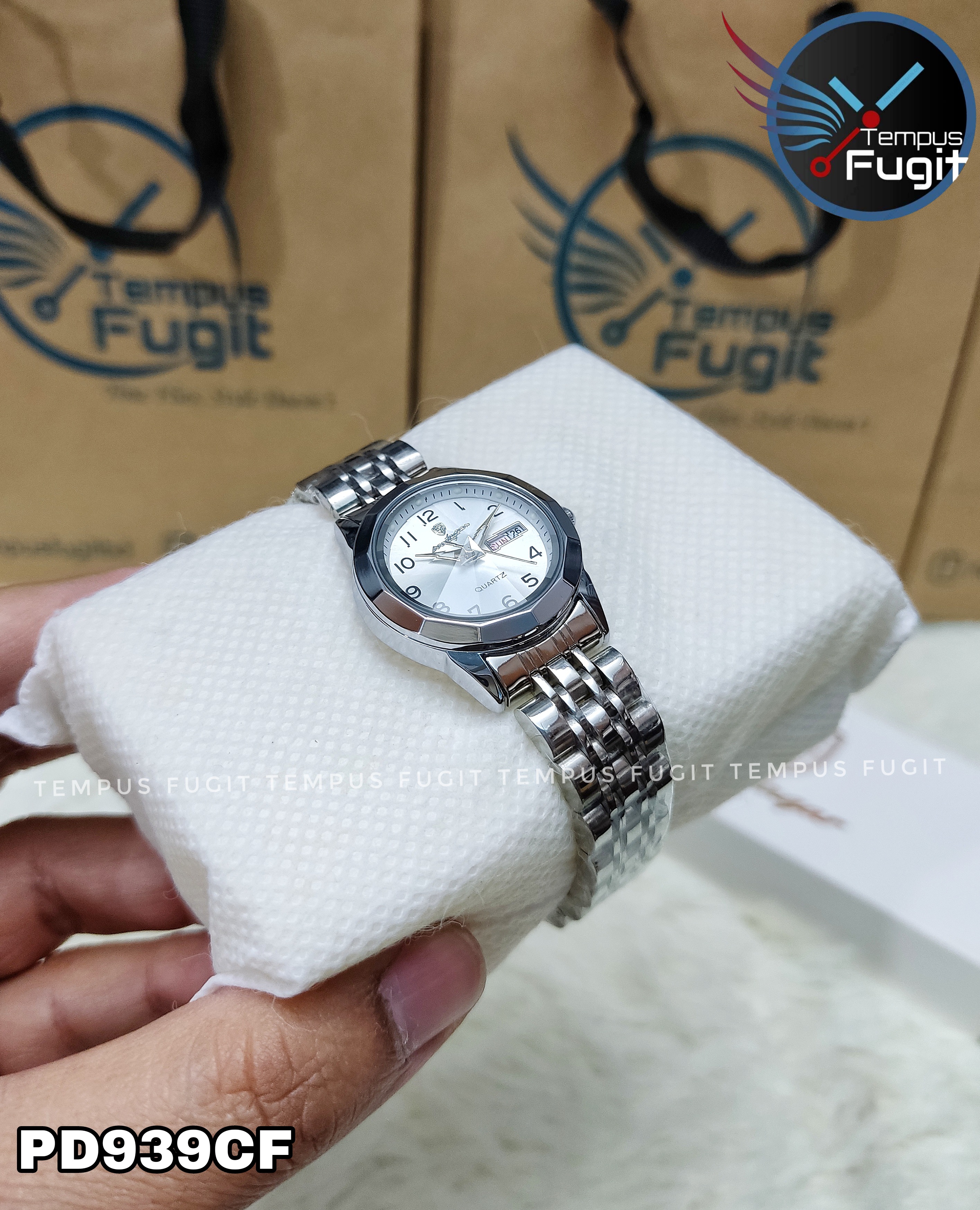 Poedagar 3078 Ladies Chain Watch- Silver Dial- Silver Bezel- Silver Chain- TF Code PD939CF_img_4