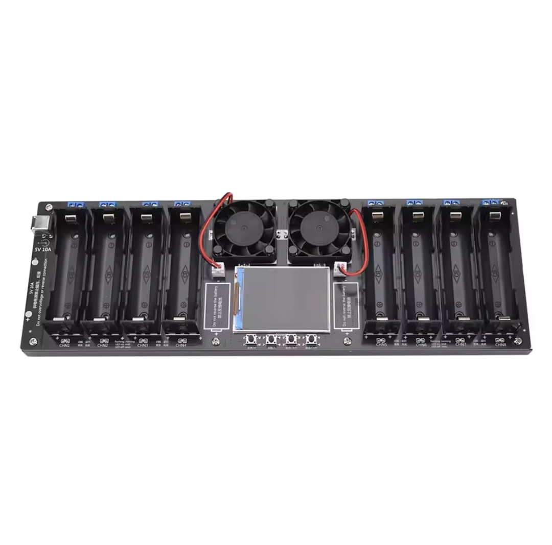 8-Channel 18650 Lithium Battery Capacity Tester | 2.4-Inch Color Screen | DC 5V 10A Automatic Power Detector Module