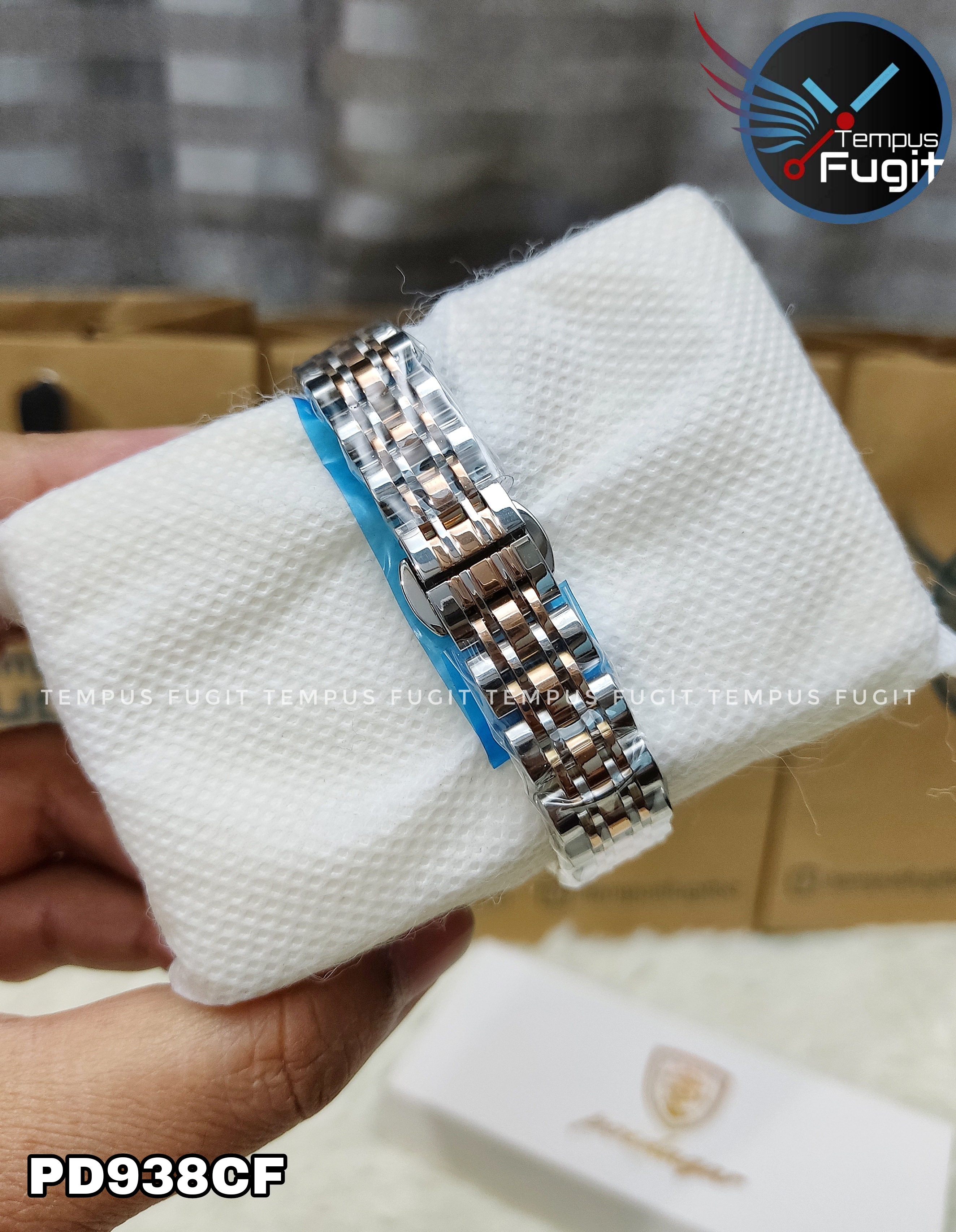 Poedagar 3013 Ladies Chain Watch- Silver Dial- Rose Golden Bezel- Silver+Rose Golden Chain- TF Code PD938CF_img_6