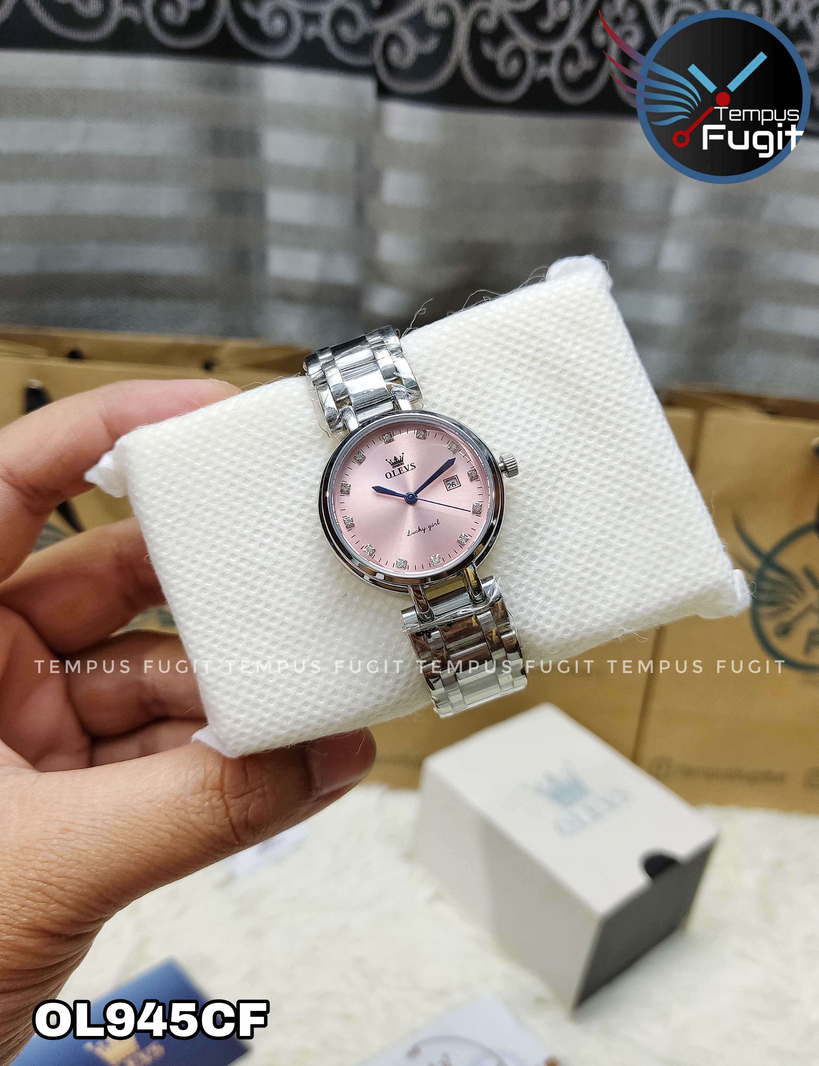 OLEVS 5575 Ladies Chain Watch- Pink Dial- Silver Bezel- Silver Chain- TF Code OL945CF_img_11