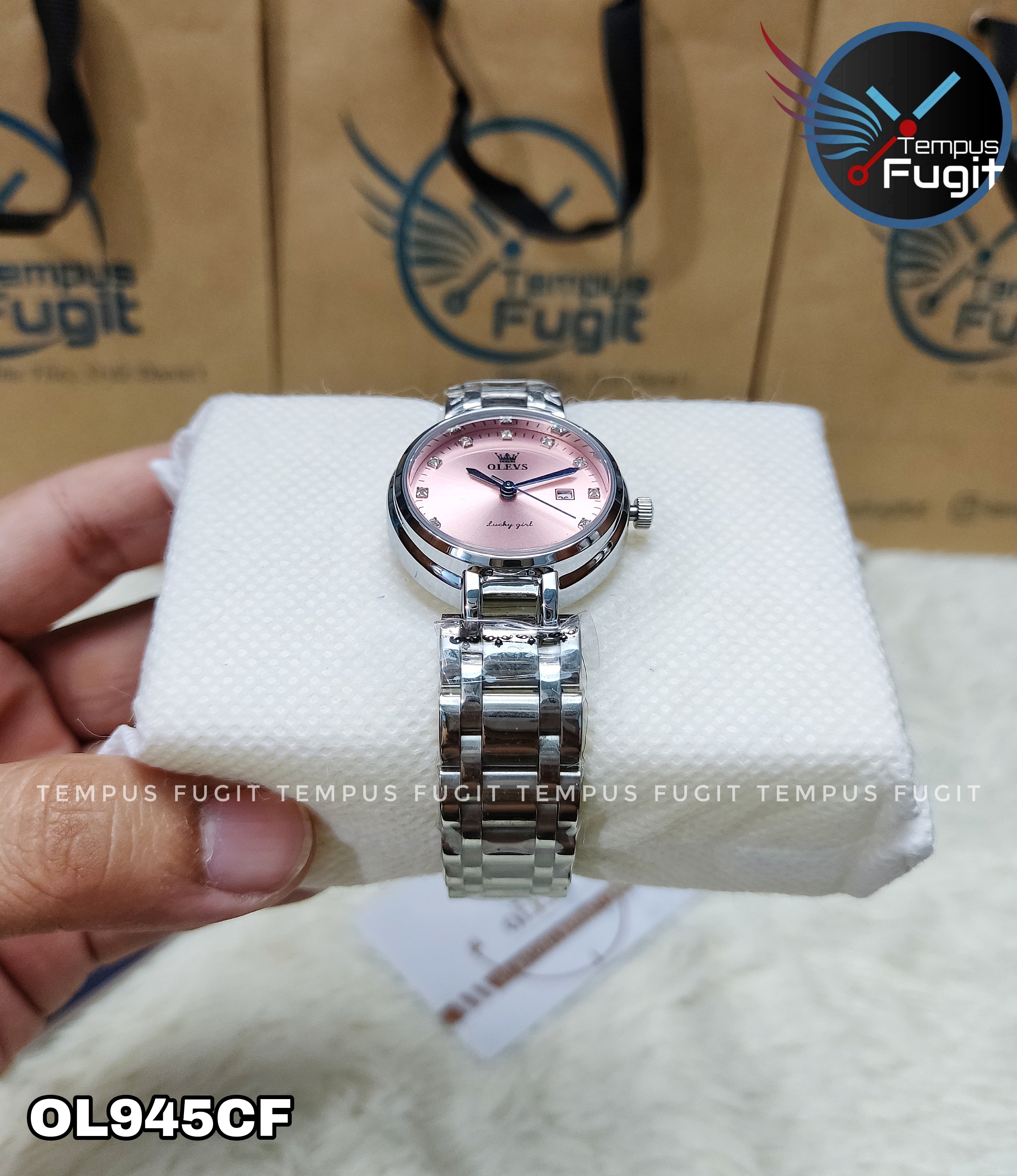 OLEVS 5575 Ladies Chain Watch- Pink Dial- Silver Bezel- Silver Chain- TF Code OL945CF_img_13
