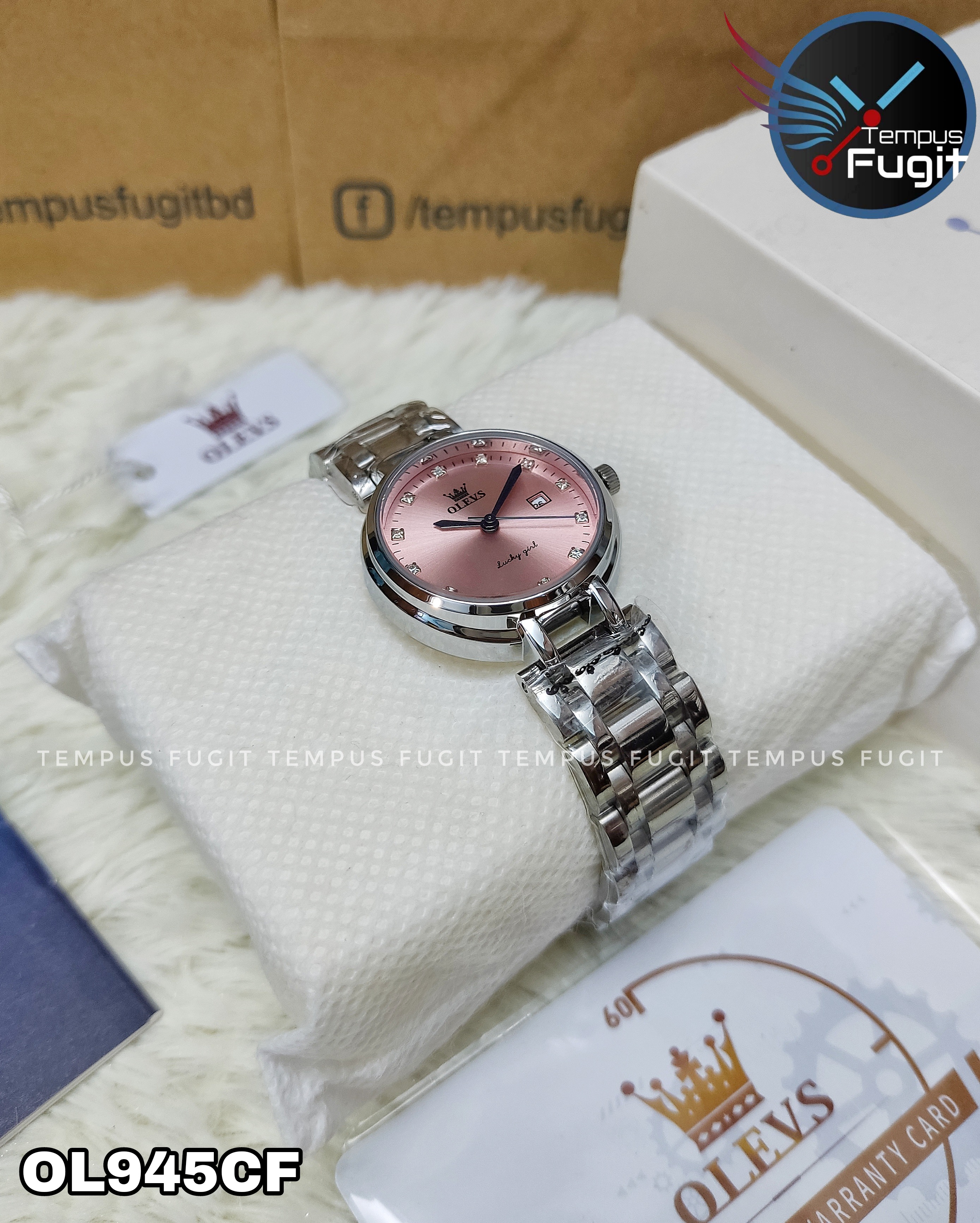 OLEVS 5575 Ladies Chain Watch- Pink Dial- Silver Bezel- Silver Chain- TF Code OL945CF_img_14