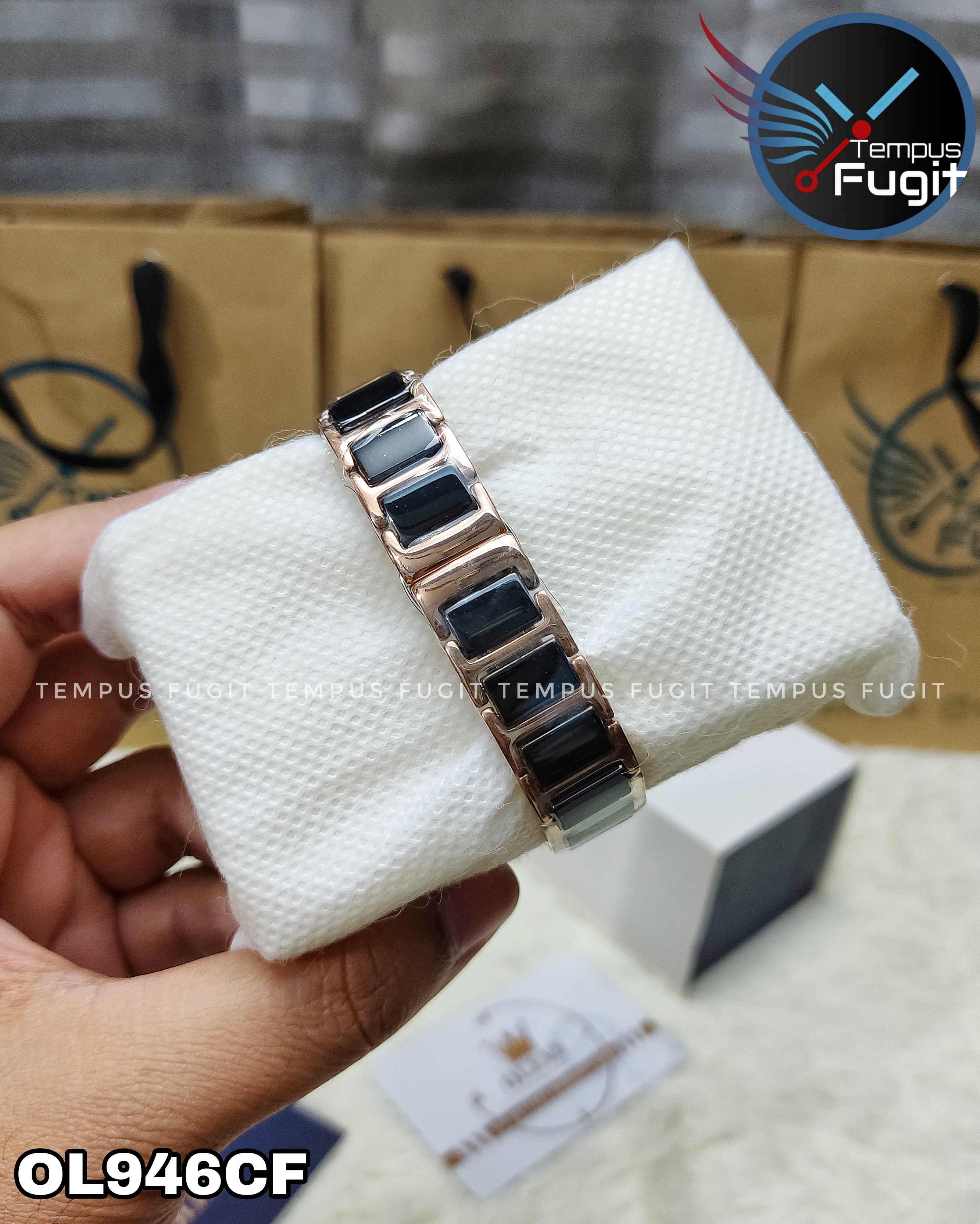 OLEVS 5005L Ladies Chain Watch- Black Dial- Rose Golden Bezel- Black+Rose Golden Chain- TF Code OL946CF_img_13