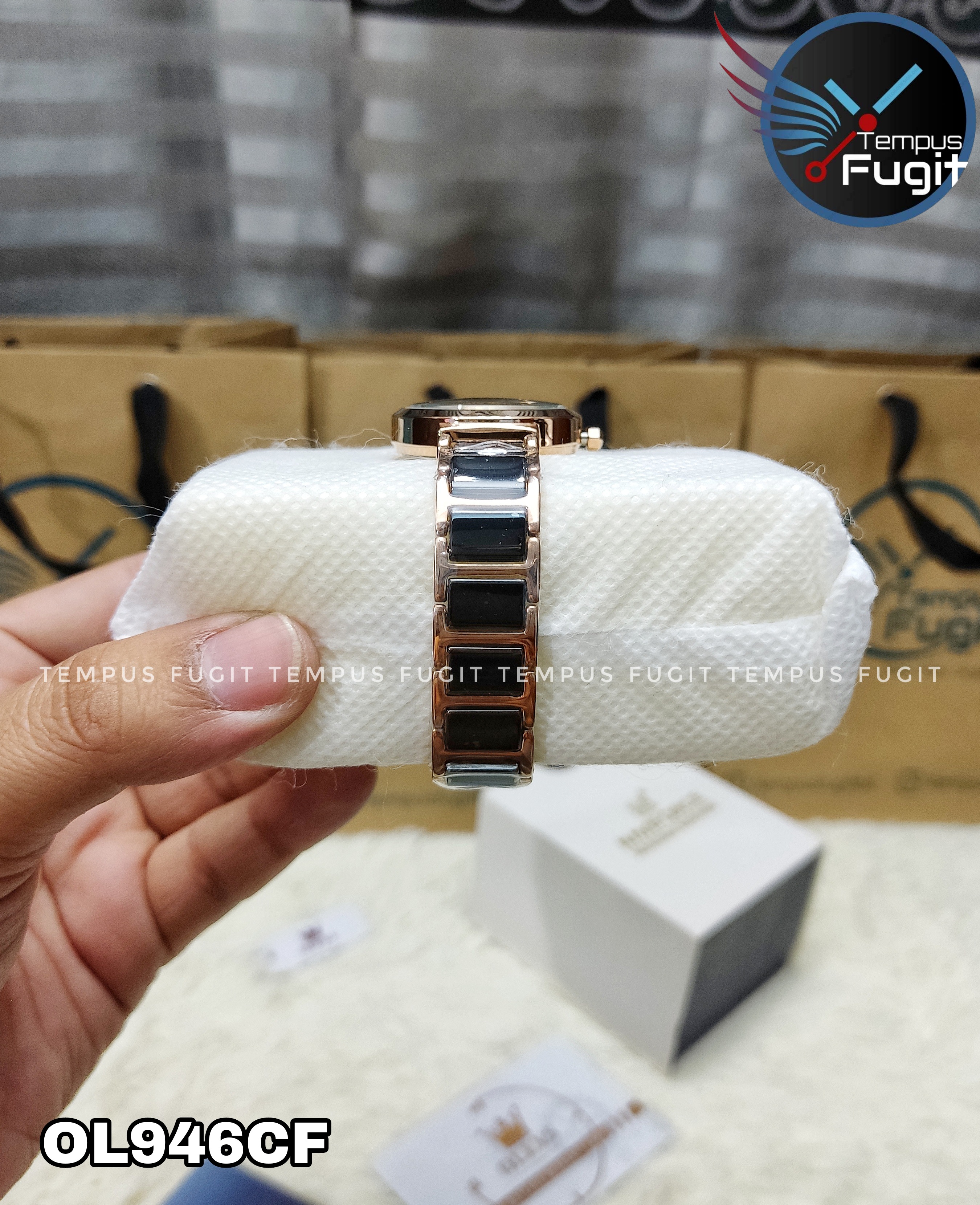 OLEVS 5005L Ladies Chain Watch- Black Dial- Rose Golden Bezel- Black+Rose Golden Chain- TF Code OL946CF_img_11