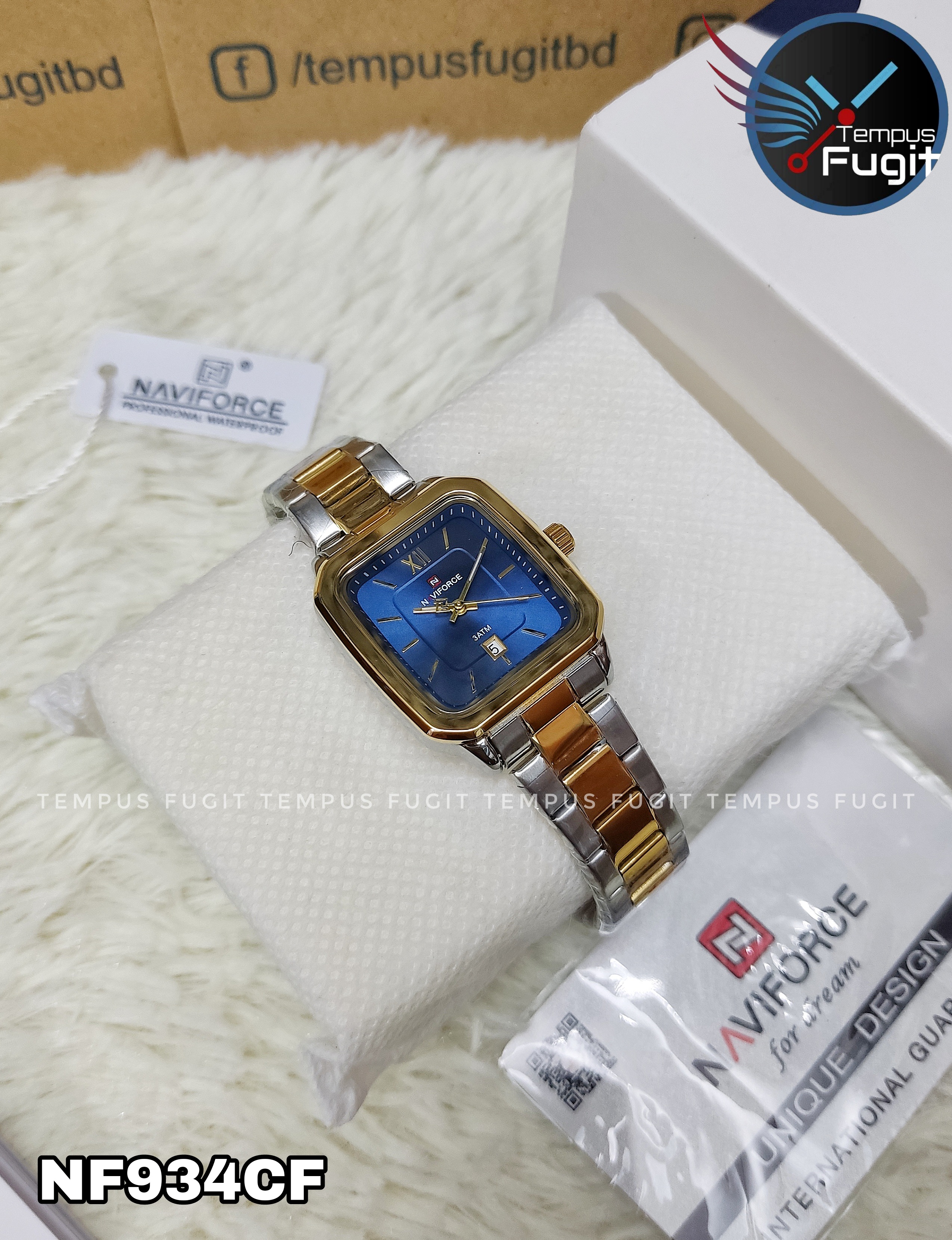 Naviforce 9239 Ladies Chain Watch- Blue Dial- Golden Bezel- Silver+Rose Golden Chain- TF Code NF934CF_img_8